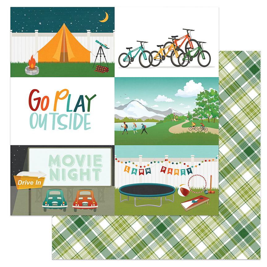 Cabin Fever Collection Go Play Outside 12 x 12 Double-Sided Scrapbook Paper by Photo Play Paper - Scrapbook Supply Companies