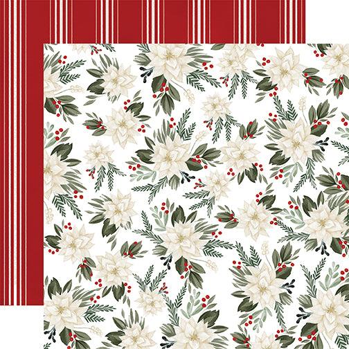 Farmhouse Christmas Collection Poinsettia Floral 12 x 12 Double-Sided Scrapbook Paper by Carta Bella - Scrapbook Supply Companies