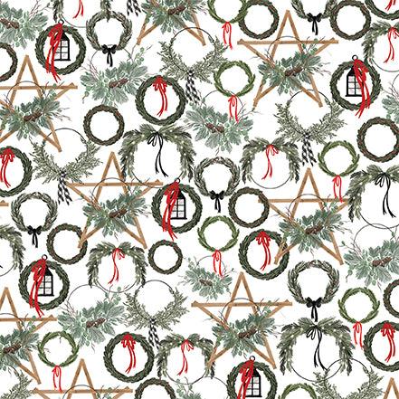Farmhouse Christmas Collection Noel Wreaths 12 x 12 Double-Sided Scrapbook Paper by Carta Bella - Scrapbook Supply Companies