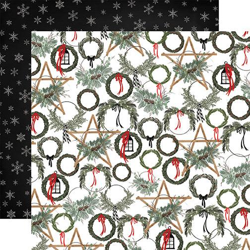 Farmhouse Christmas Collection Noel Wreaths 12 x 12 Double-Sided Scrapbook Paper by Carta Bella - Scrapbook Supply Companies