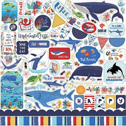 Fish are Friends Collection Elements 12 x 12 Scrapbook Sticker Sheet by Carta Bella - Scrapbook Supply Companies