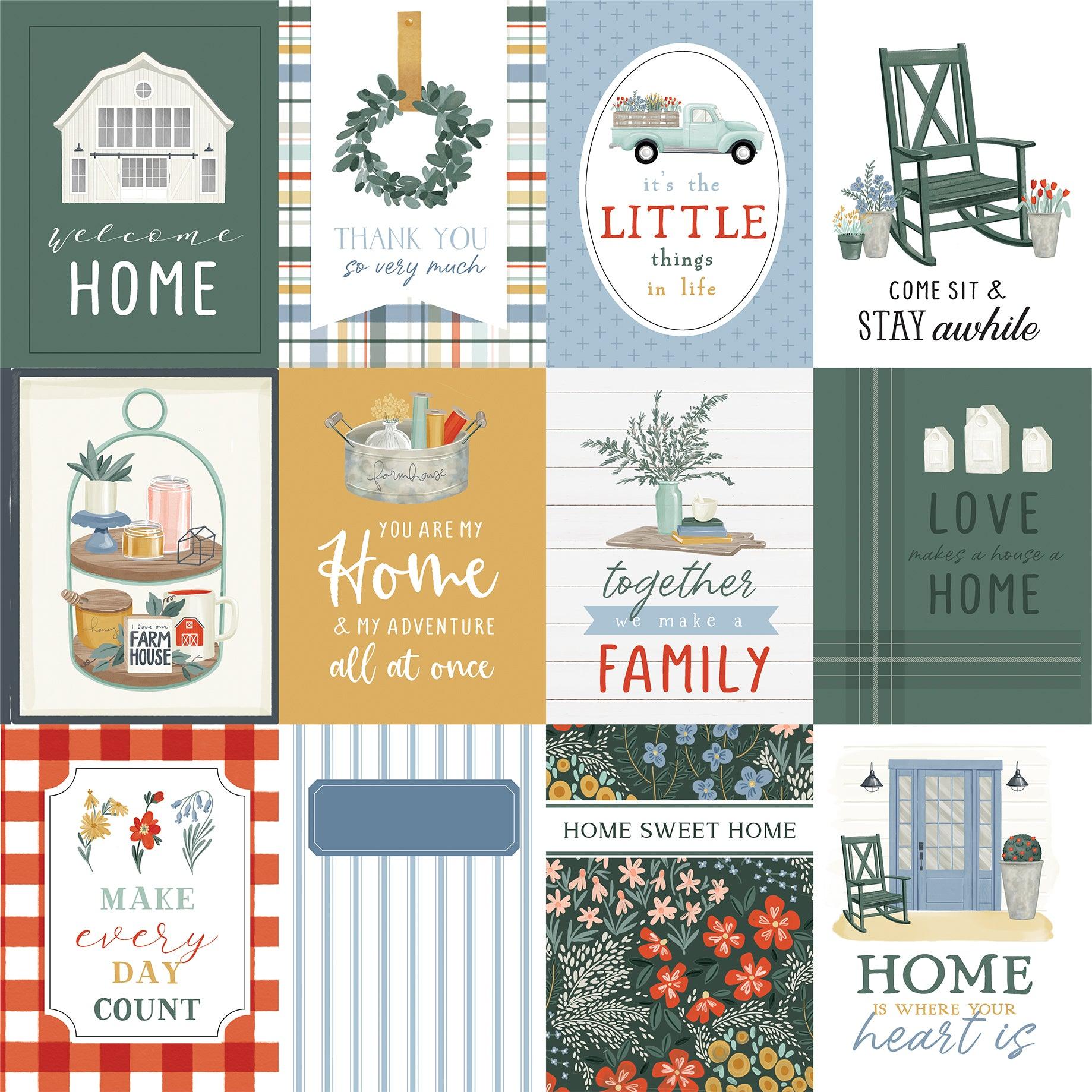Farmhouse Summer Collection 3 x 4 Journaling Cards 12 x 12 Double-Sided Scrapbook Paper by Carta Bella - Scrapbook Supply Companies