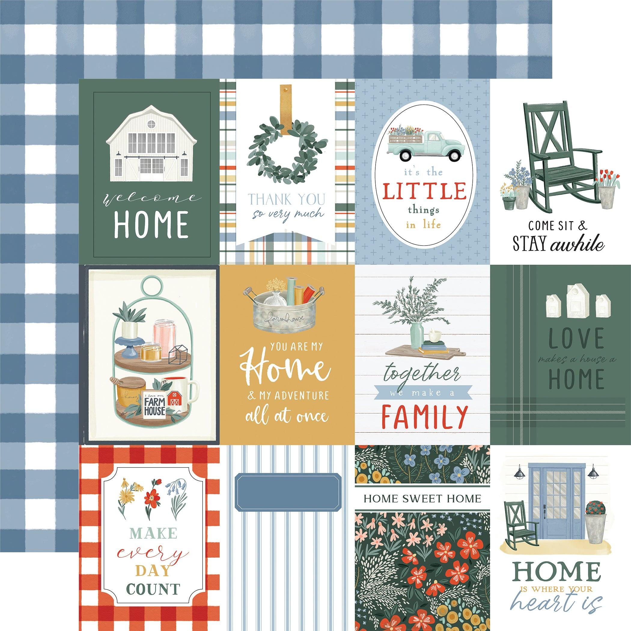 Farmhouse Summer Collection 3x4 Journaling Cards 12 x 12 Double-Sided Scrapbook Paper by Carta Bella