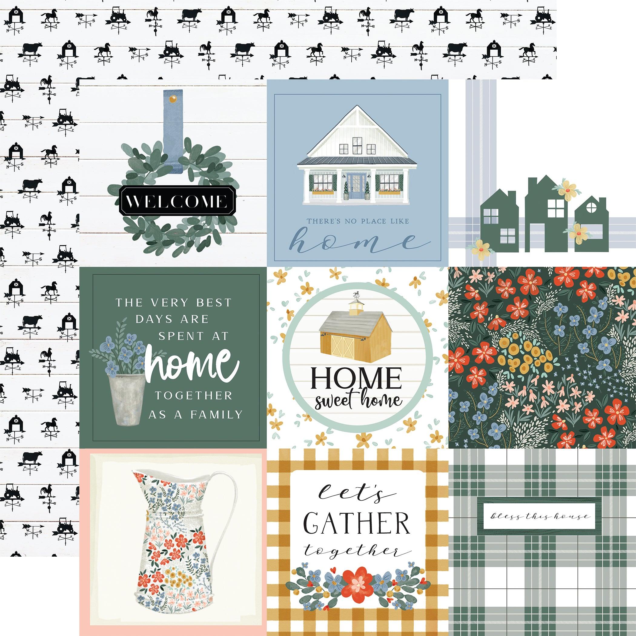 Farmhouse Summer Collection 4 x 4 Journaling Cards 12 x 12 Double-Sided Scrapbook Paper by Carta Bella - Scrapbook Supply Companies