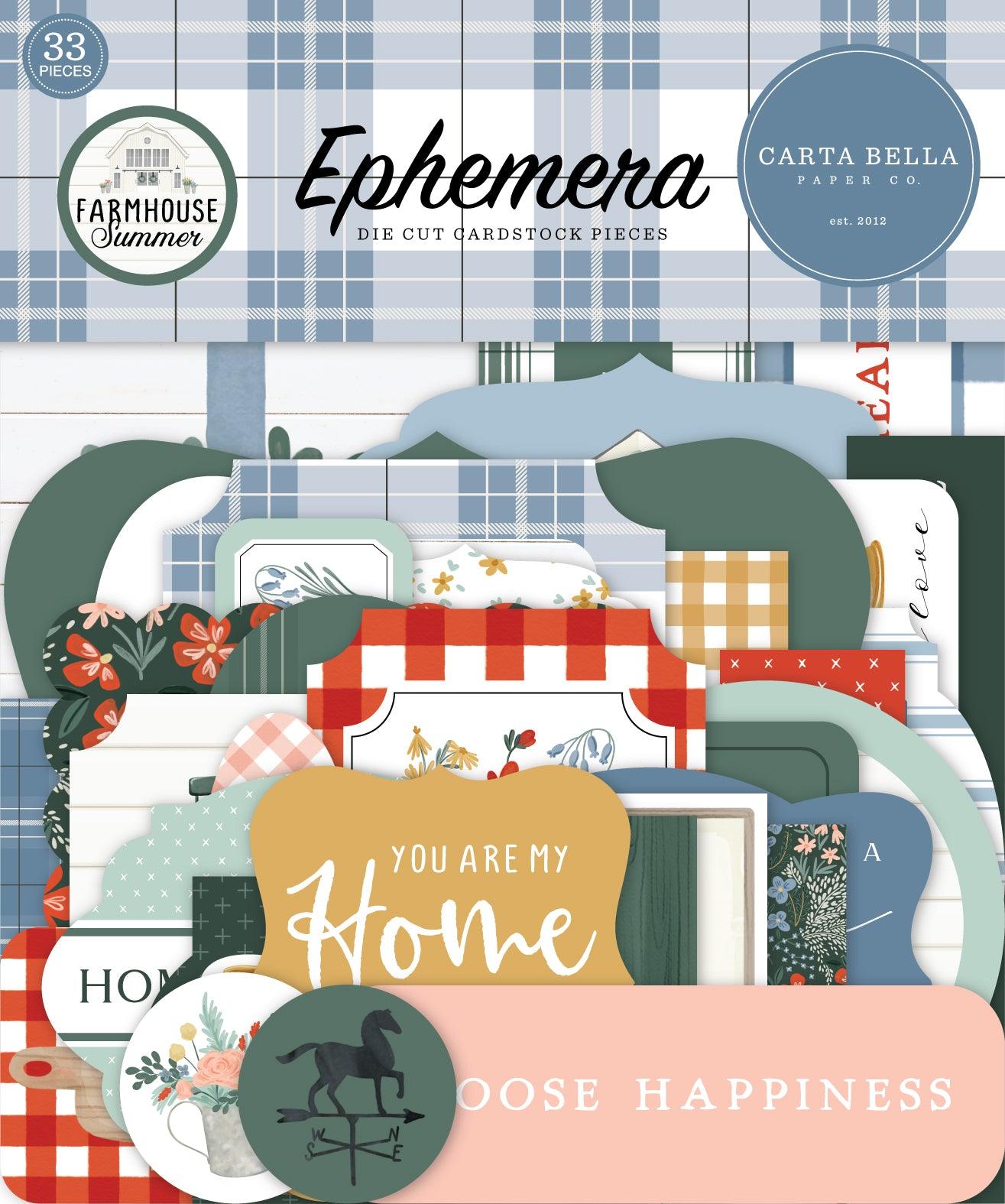 Farmhouse Summer Collection 5 x 5 Scrapbook Ephemera Die Cuts by Carta Bella - Scrapbook Supply Companies