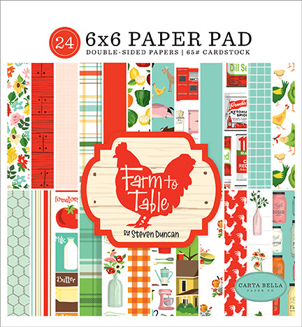 Farm To Table Collection 6x6 Paper Pad by Carta Bella - 24 Double-Sided Papers