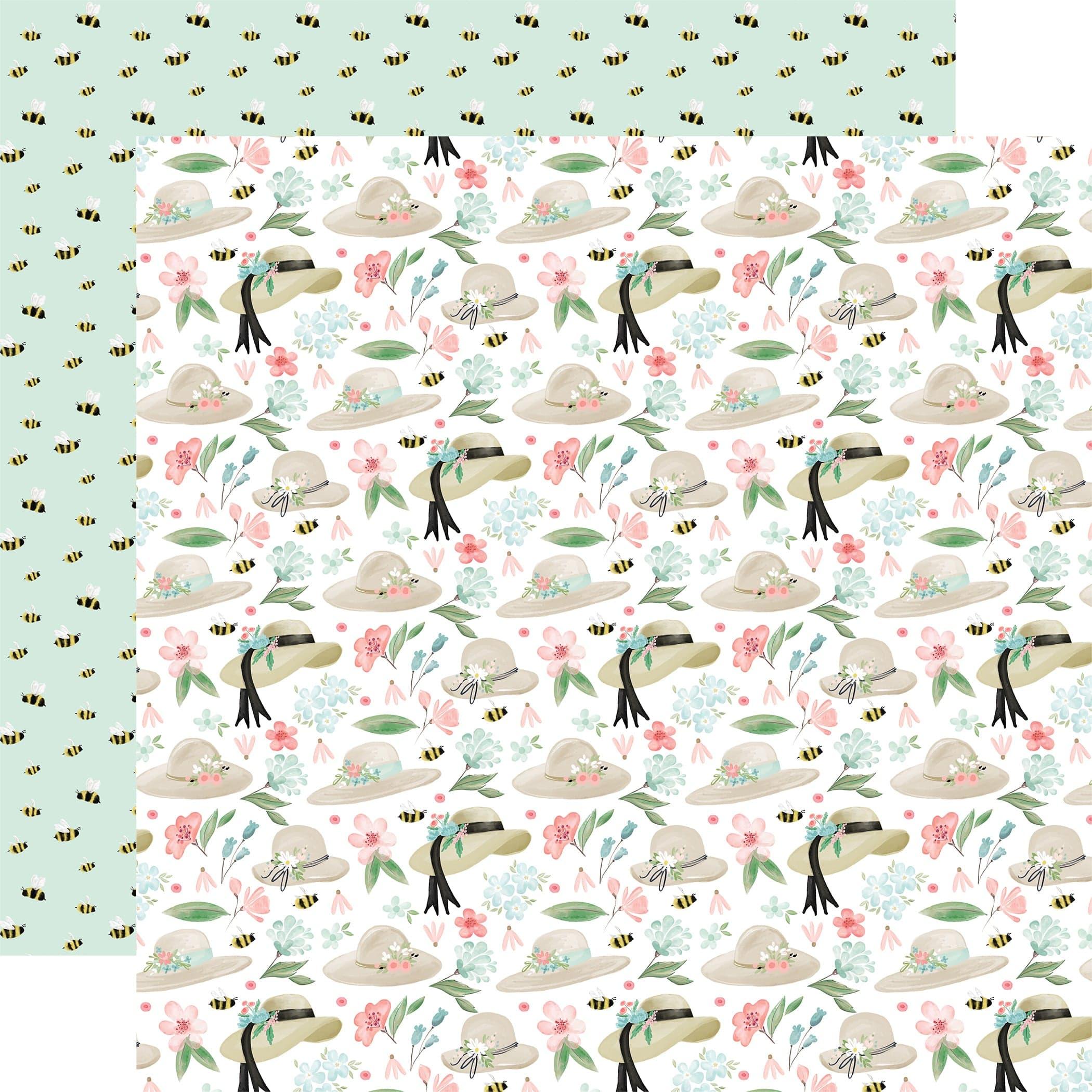 Flower Garden Collection Garden Hats 12 x 12 Double-Sided Scrapbook Paper by Carta Bella