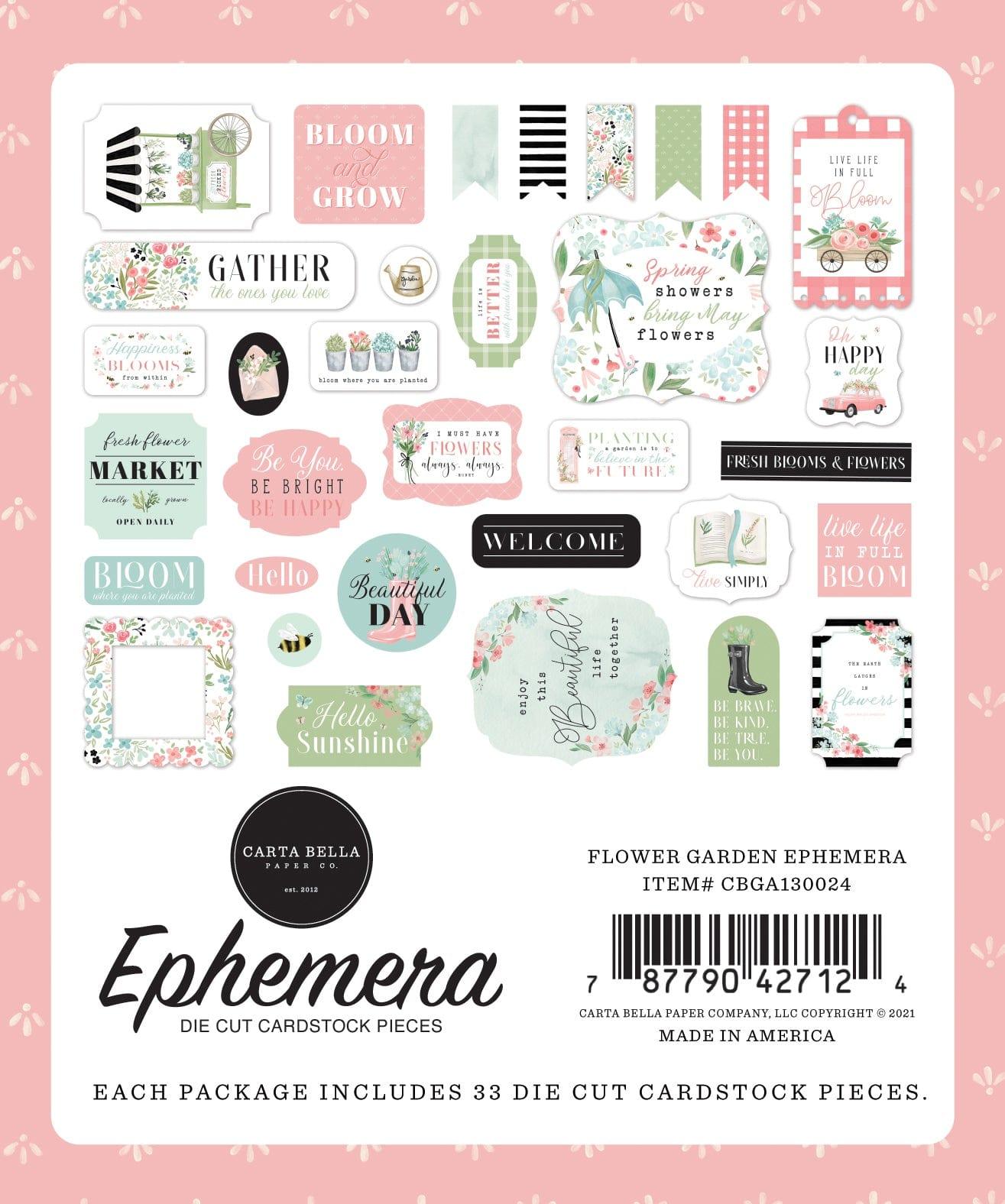 Flower Garden Collection 5 x 5 Ephemera Die Cut Scrapbook Embellishments by Carta Bella - Scrapbook Supply Companies
