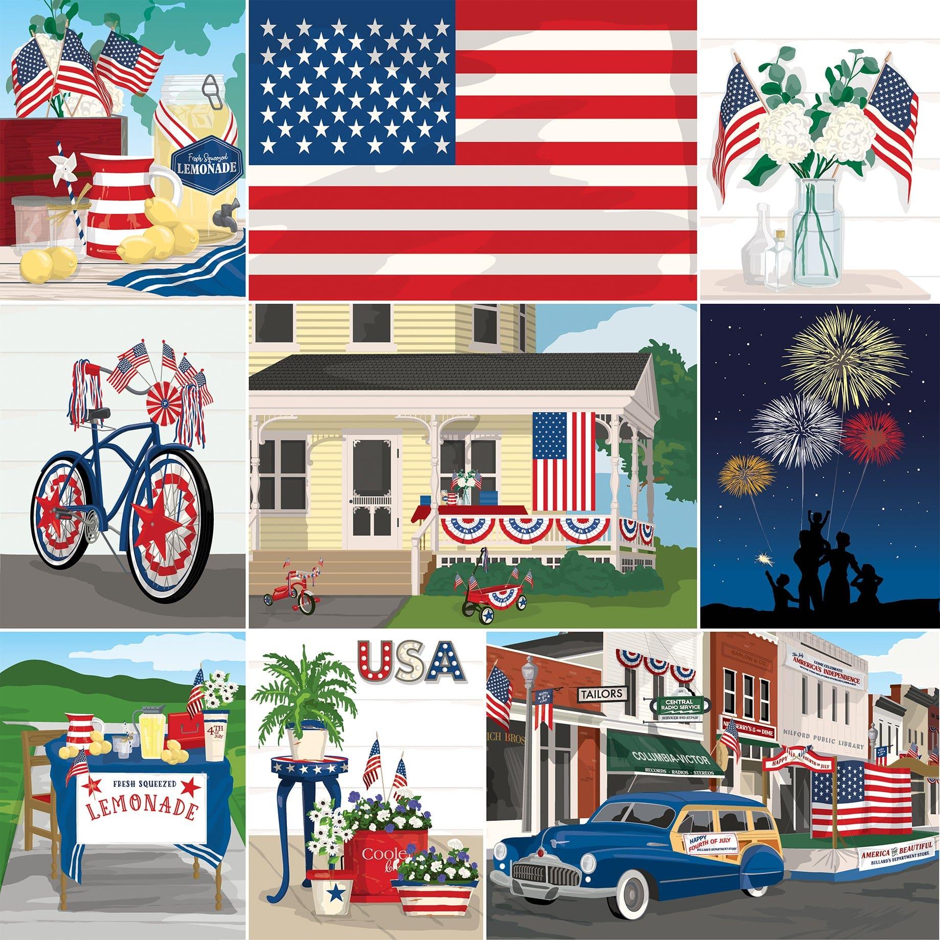 God Bless America Collection Multi Journaling Cards 12 x 12 Double-Sided Scrapbook Paper by Carta Bella - Scrapbook Supply Companies