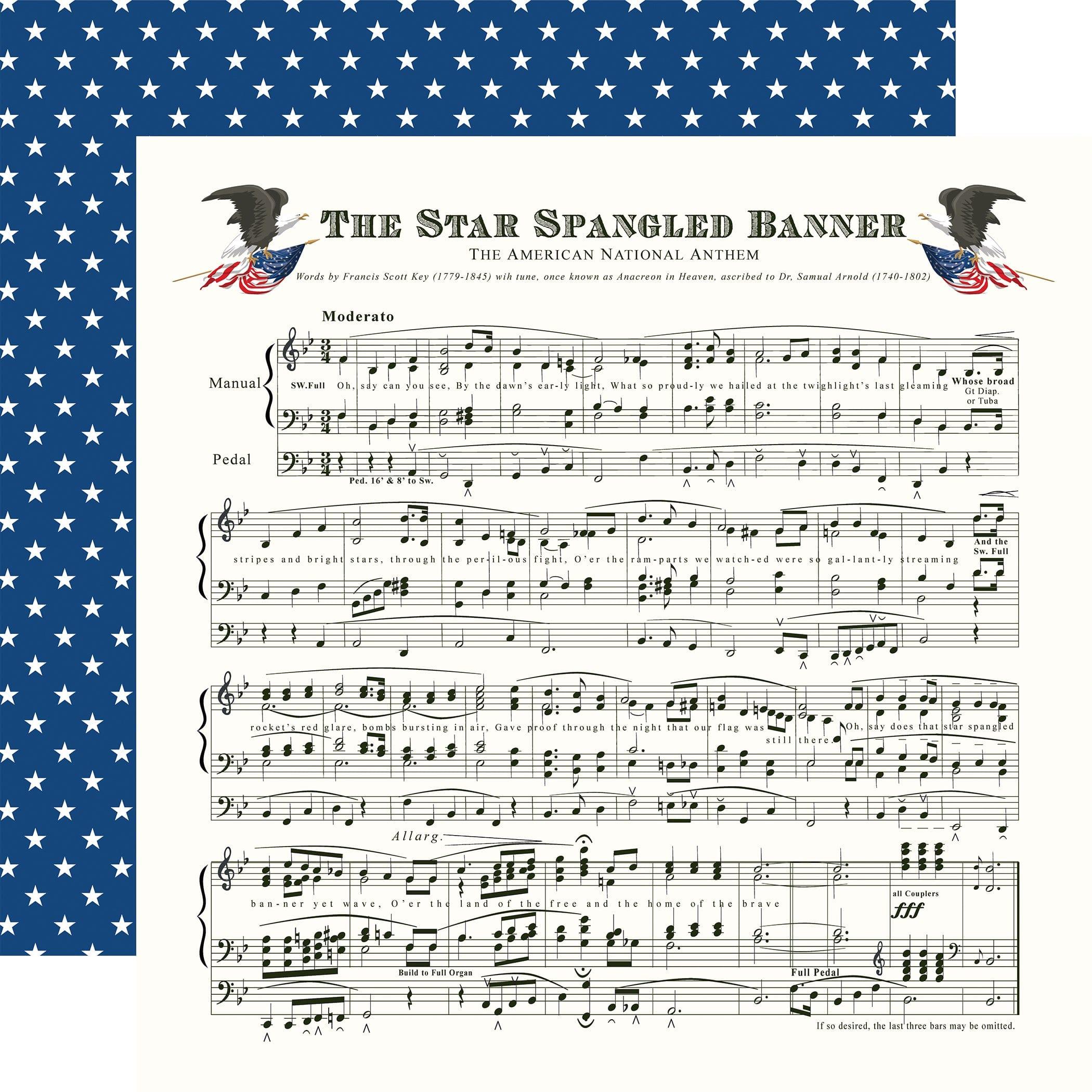 God Bless America Collection Star Spangled Banner 12 x 12 Double-Sided Scrapbook Paper by Carta Bella - Scrapbook Supply Companies