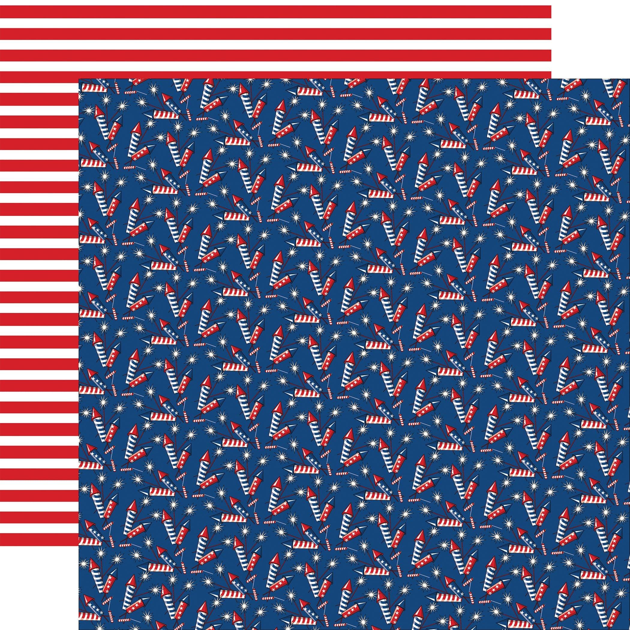 God Bless America Collection Firecracker Fun 12 x 12 Double-Sided Scrapbook Paper by Carta Bella - Scrapbook Supply Companies