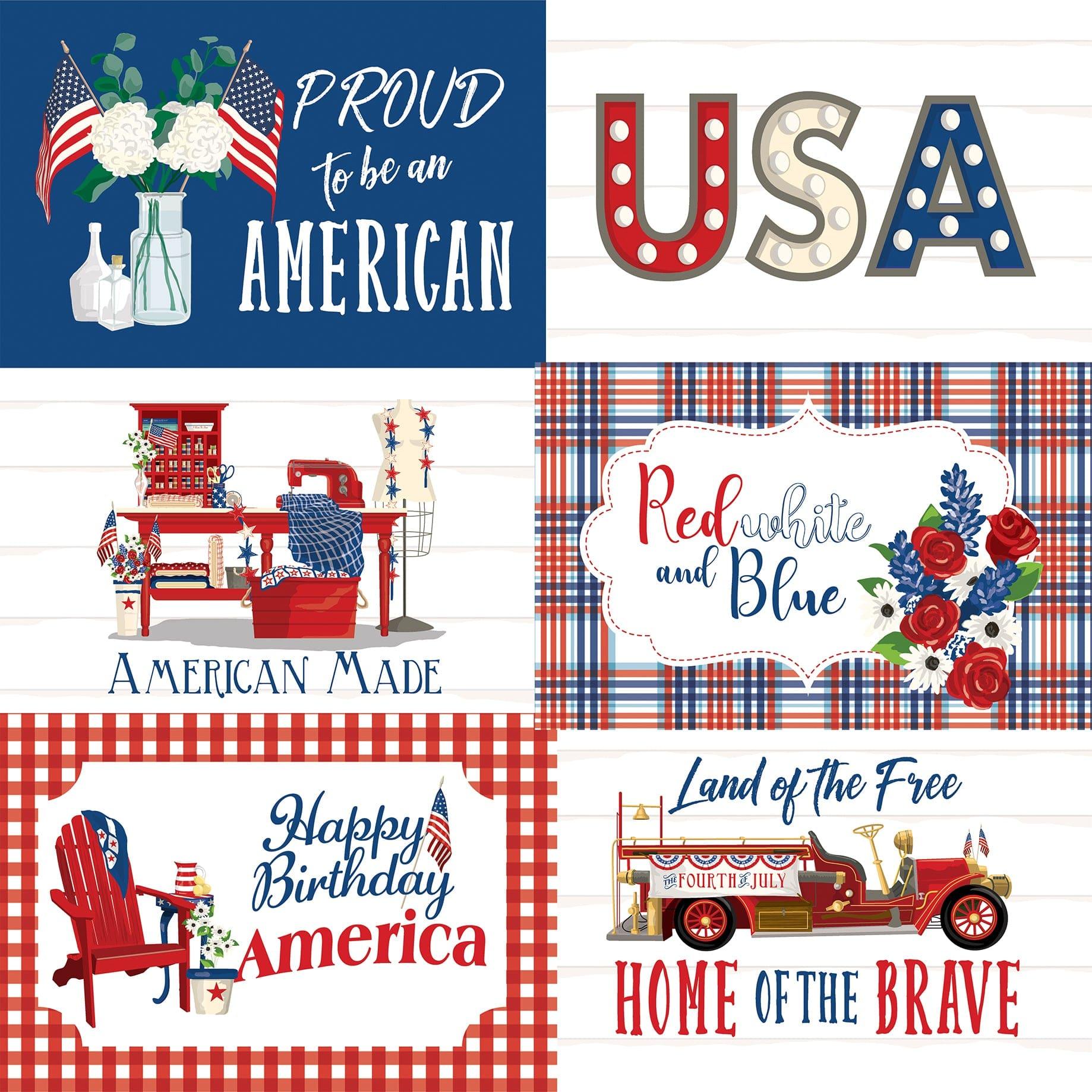 God Bless America Collection 6 x 4 Journaling Cards 12 x 12 Double-Sided Scrapbook Paper by Carta Bella - Scrapbook Supply Companies