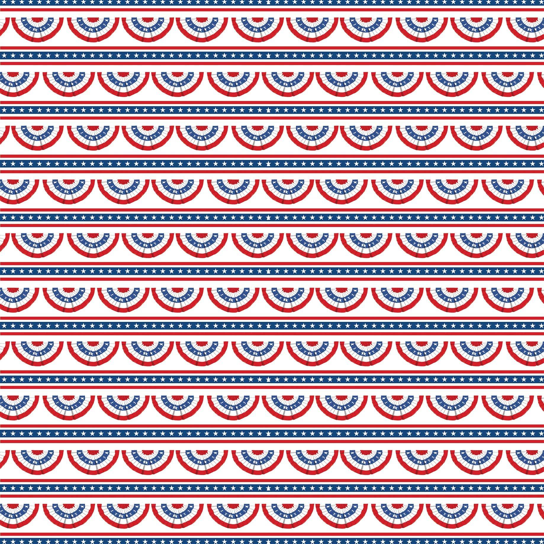 God Bless America Collection Bunting Banners 12 x 12 Double-Sided Scrapbook Paper by Carta Bella - Scrapbook Supply Companies