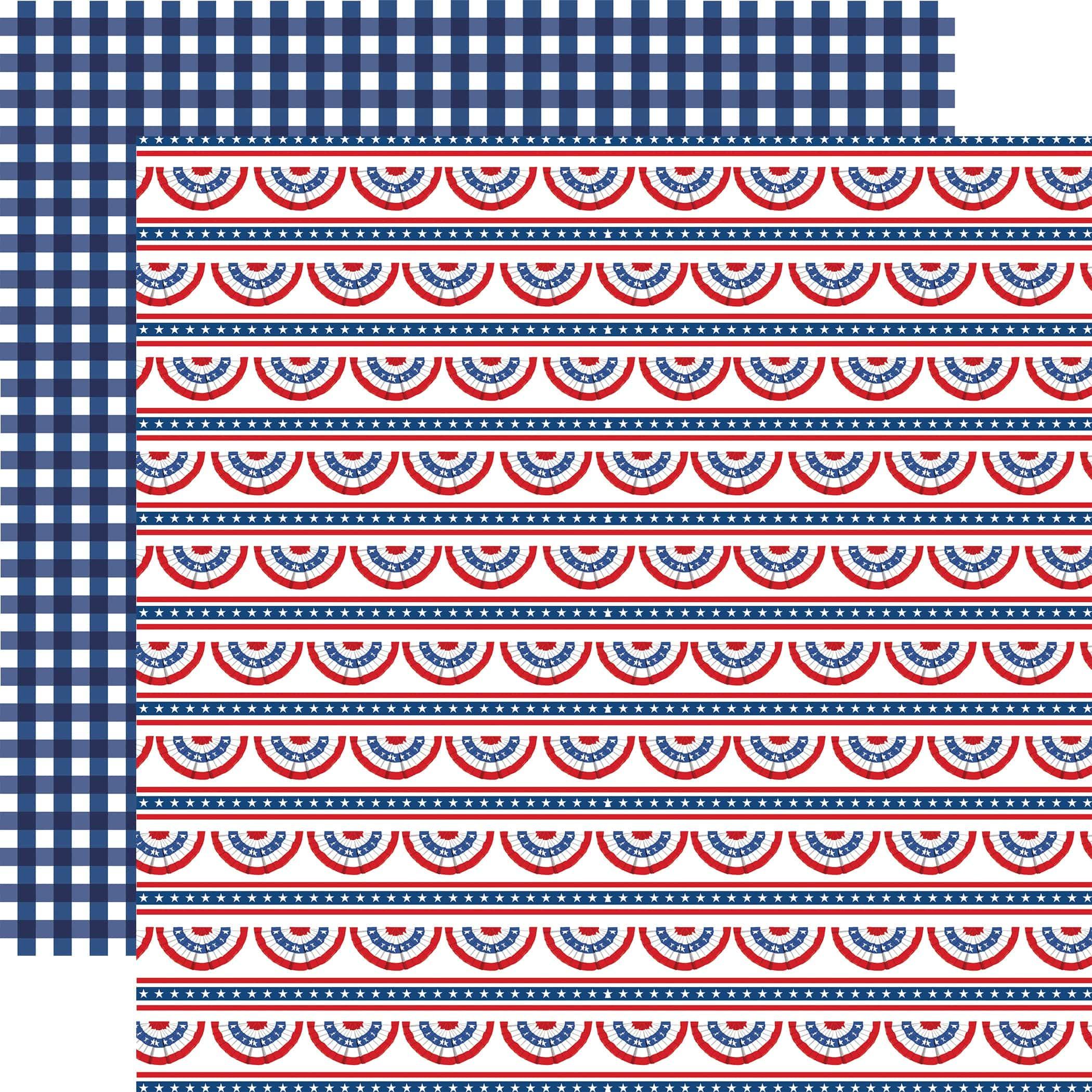 God Bless America Collection Bunting Banners 12 x 12 Double-Sided Scrapbook Paper by Carta Bella