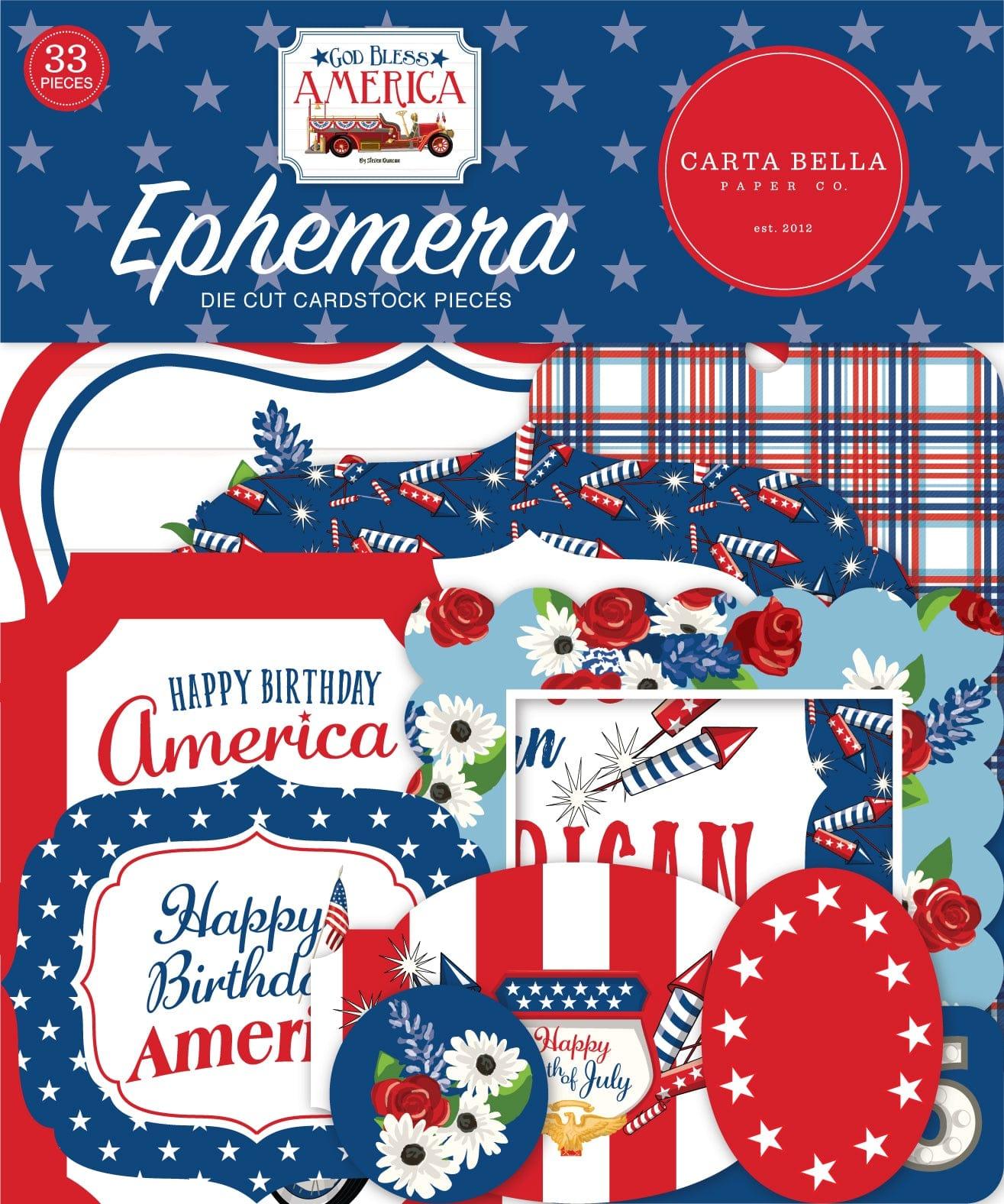 God Bless America Collection 5 x 5 Scrapbook Ephemera Die Cuts by Carta Bella - Scrapbook Supply Companies