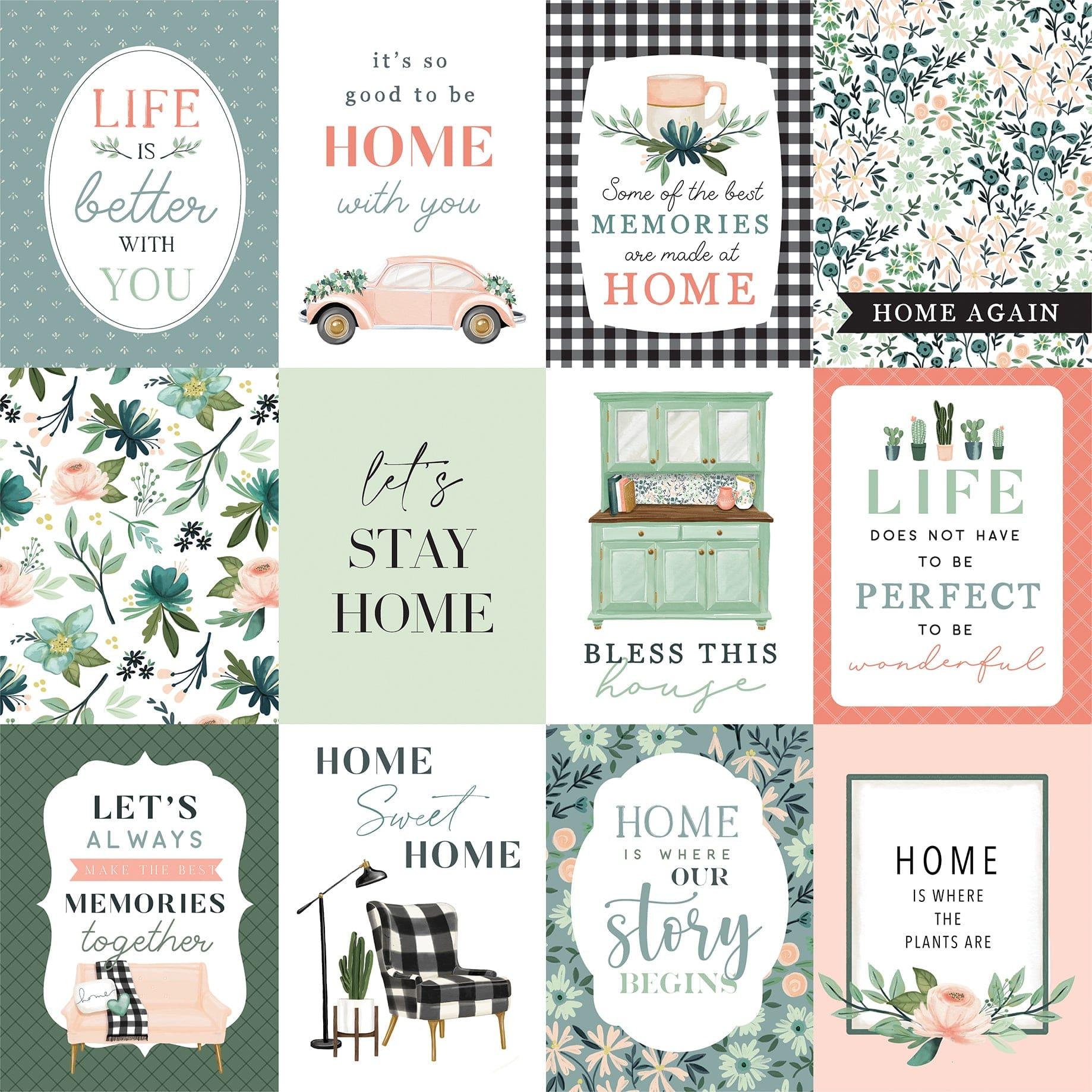 Gather At Home Collection 3 x 4 Journaling Cards 12 x 12 Double-Sided Scrapbook Paper by Carta Bella - Scrapbook Supply Companies