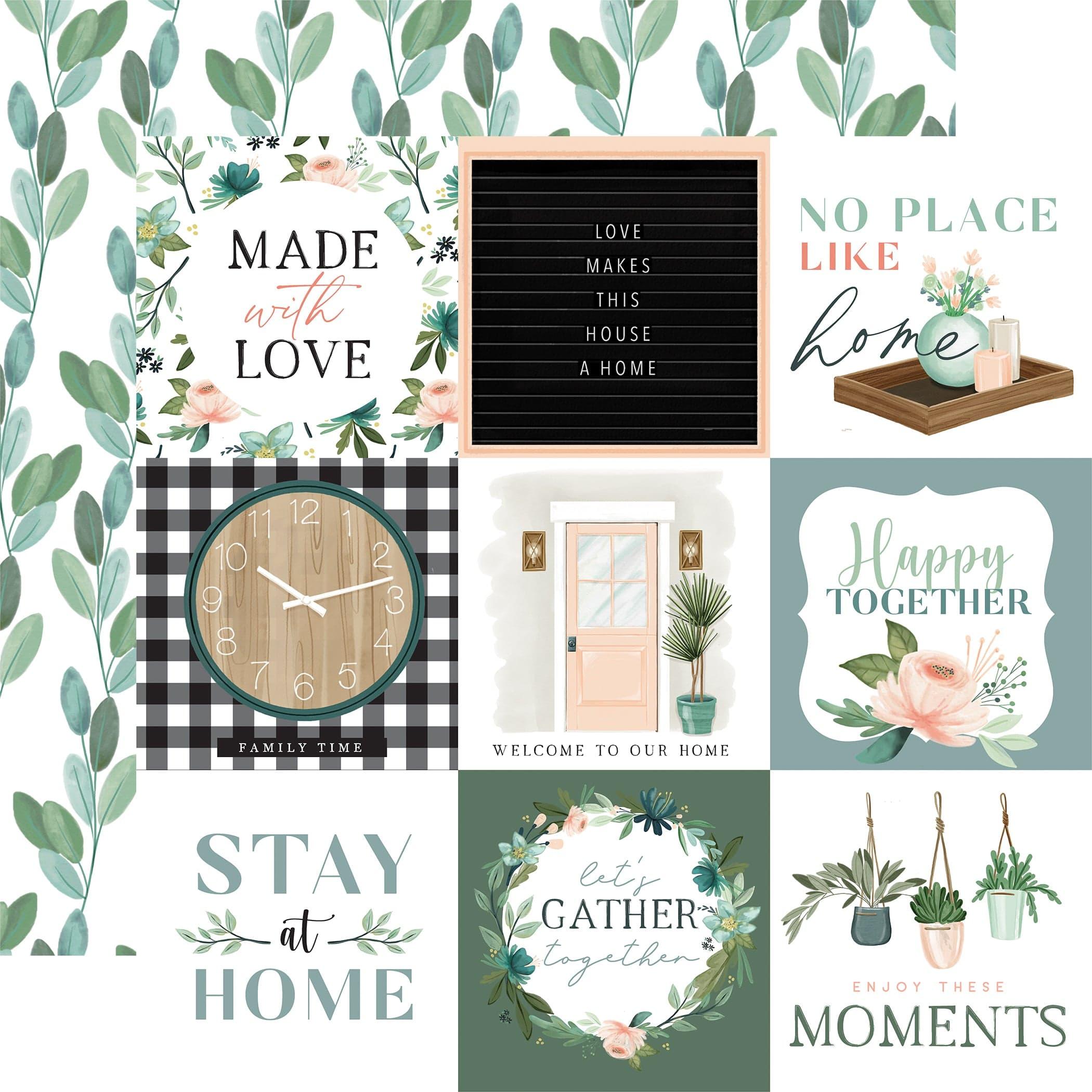 Gather At Home Collection 4x4 Journaling Cards 12 x 12 Double-Sided Scrapbook Paper by Carta Bella