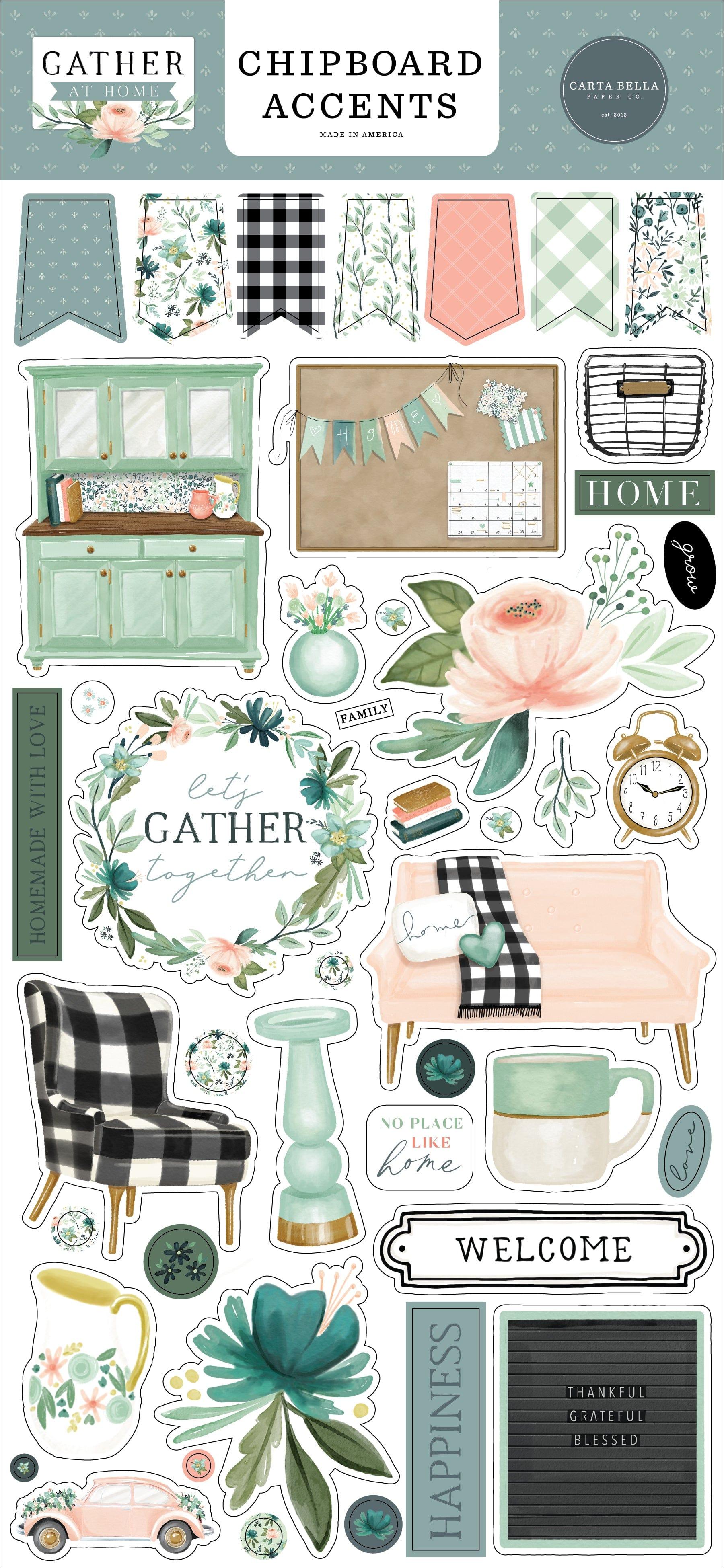 Gather At Home Collection 6 x 12 Scrapbook Chipboard Accents by Carta Bella - Scrapbook Supply Companies