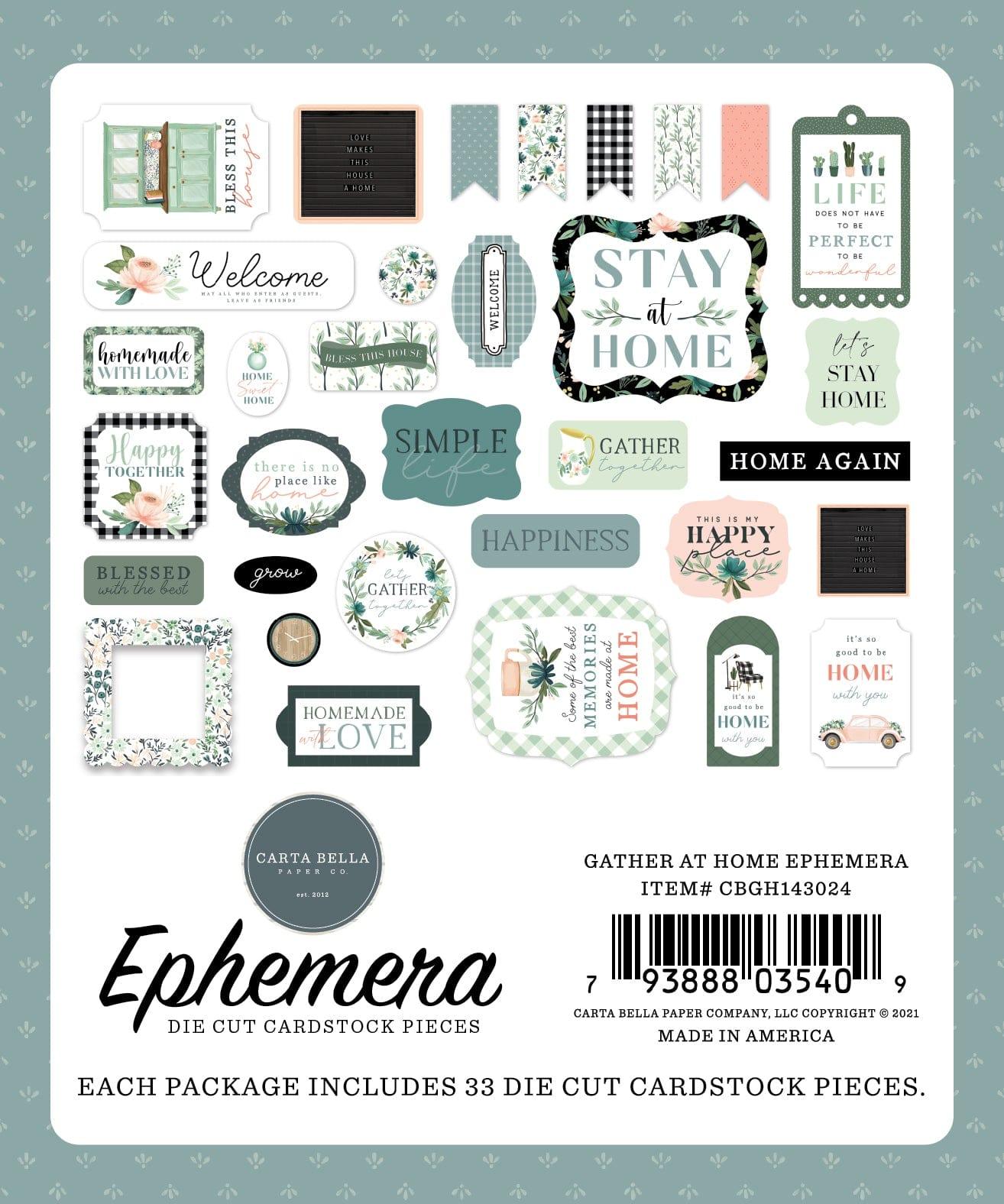Gather At Home Collection 5 x 5 Scrapbook Ephemera Die Cuts by Carta Bella - Scrapbook Supply Companies