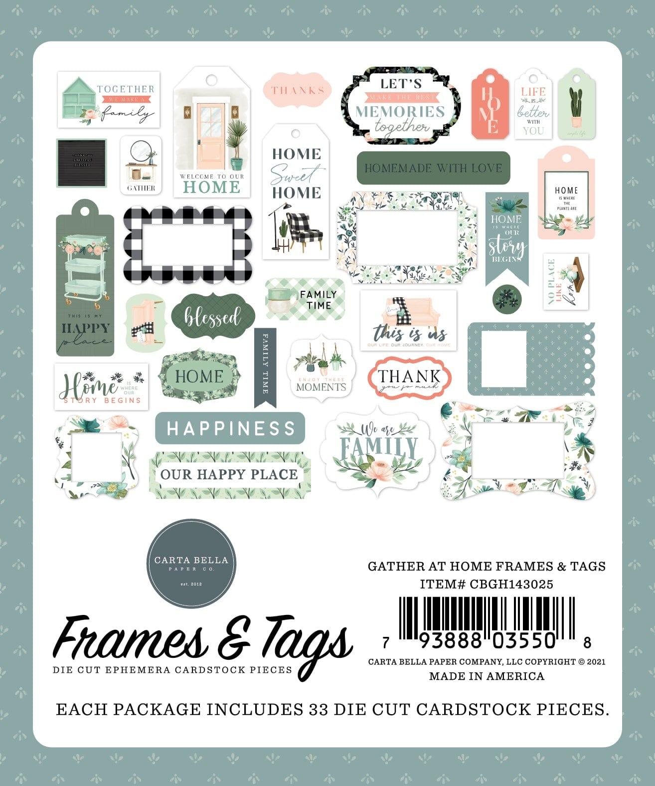 Gather At Home Collection 5 x 5 Scrapbook Tags & Frames Die Cuts by Carta Bella - Scrapbook Supply Companies