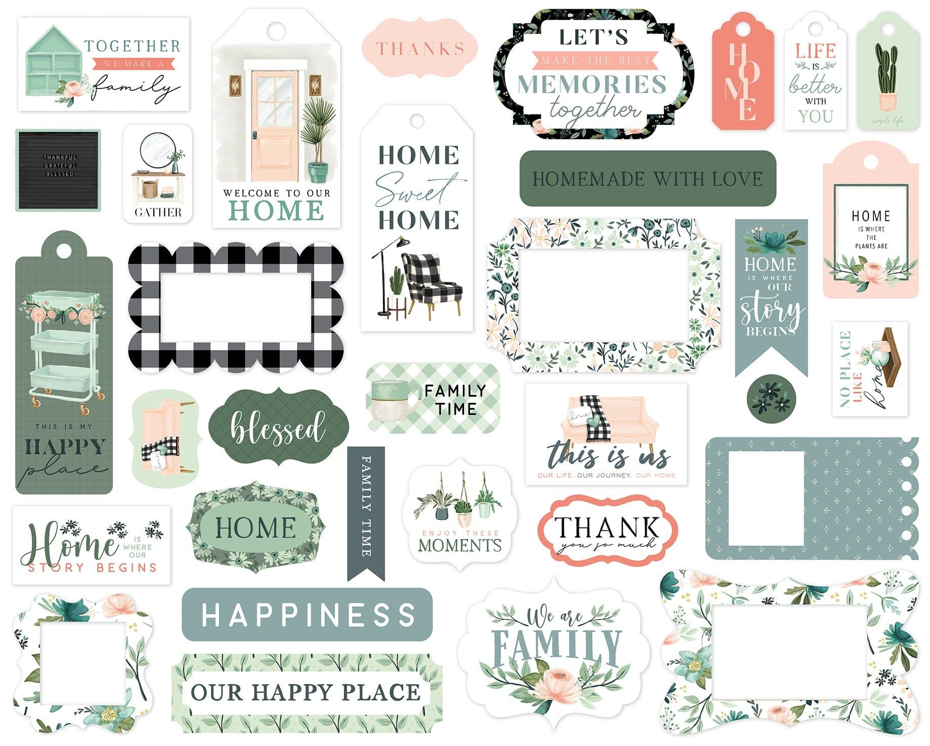 Gather At Home Collection 5 x 5 Scrapbook Tags & Frames Die Cuts by Carta Bella - Scrapbook Supply Companies