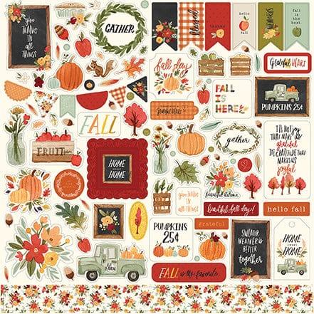 Hello Autumn Collection Elements 12 x 12 Cardstock Scrapbook Sticker Sheet by Carta Bella - Scrapbook Supply Companies