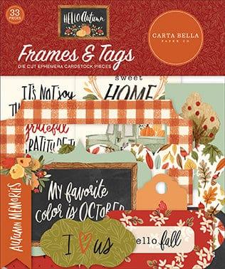 Hello Autumn Collection 5 x 5 Frames & Tags Die Cut Scrapbook Embellishments by Carta Bella - Scrapbook Supply Companies