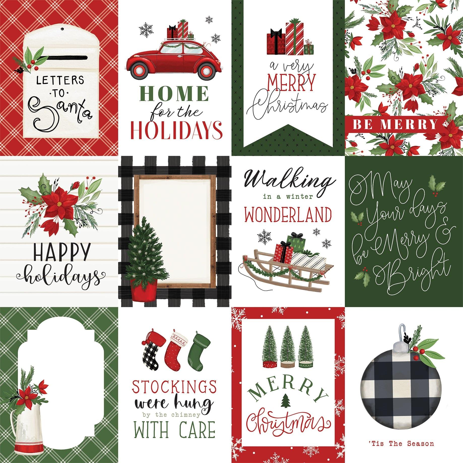 Home For Christmas Collection 3 x 4 Journaling Cards 12 x 12 Double-Sided Scrapbook Paper by Carta Bella - Scrapbook Supply Companies