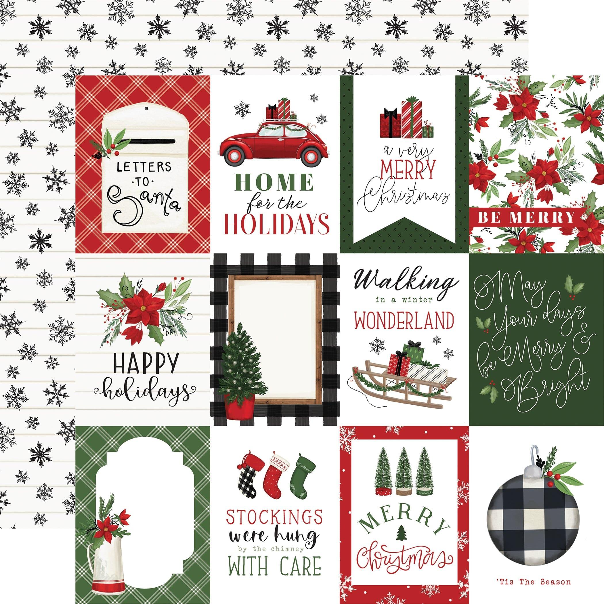 Home For Christmas Collection 3x4 Journaling Cards 12 x 12 Double-Sided Scrapbook Paper by Carta Bella