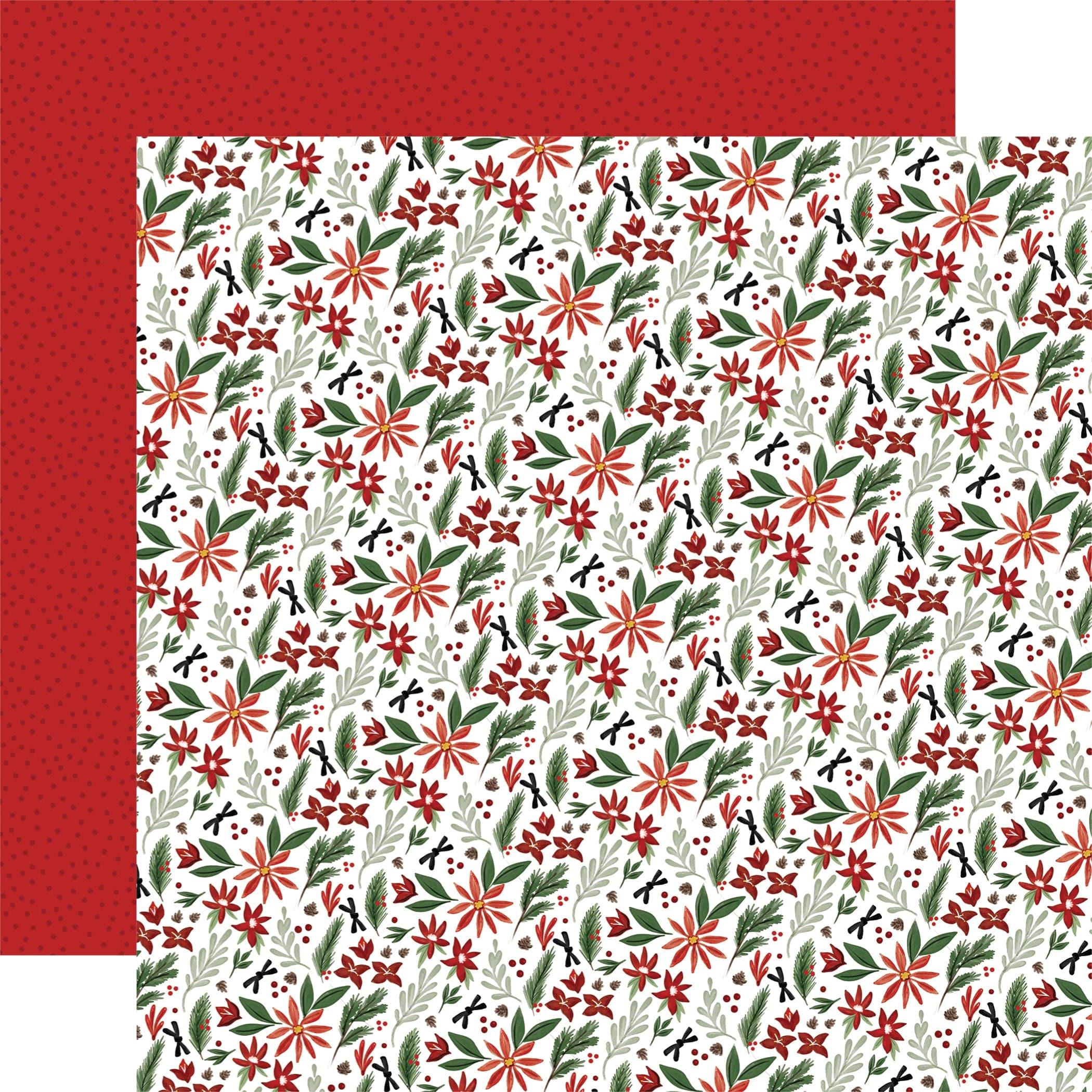 Home For Christmas Collection Christmas Farm Floral 12 x 12 Double-Sided Scrapbook Paper by Carta Bella