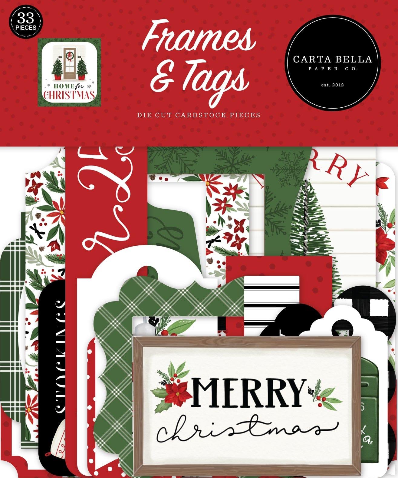 Home For Christmas Collection 5 x 5 Scrapbook Tags & Frames Die Cuts by Carta Bella - Scrapbook Supply Companies