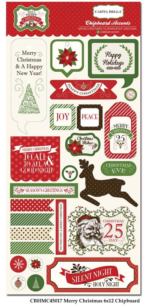 Have A Merry Christmas Collection 6 x 12 Chipboard Accents Scrapbook Embellishments by Carta Bella - Scrapbook Supply Companies