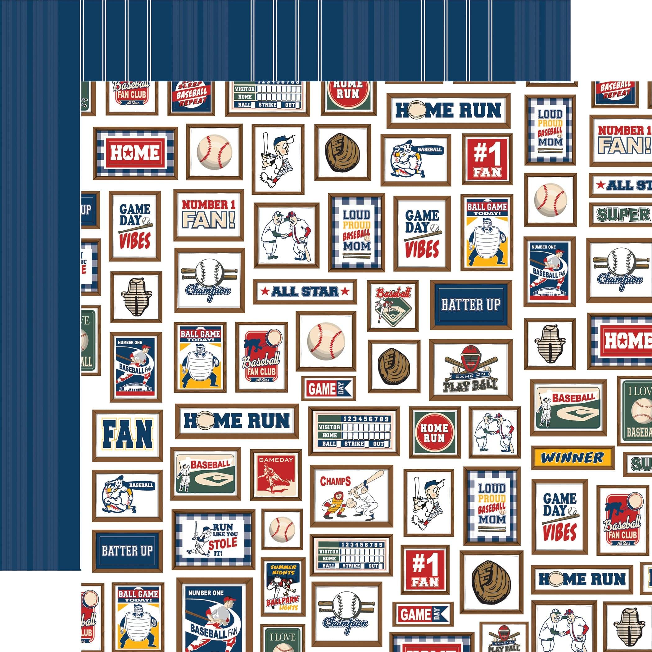 Home Run Collection Number One Fan 12 x 12 Double-Sided Scrapbook Paper by Carta Bella