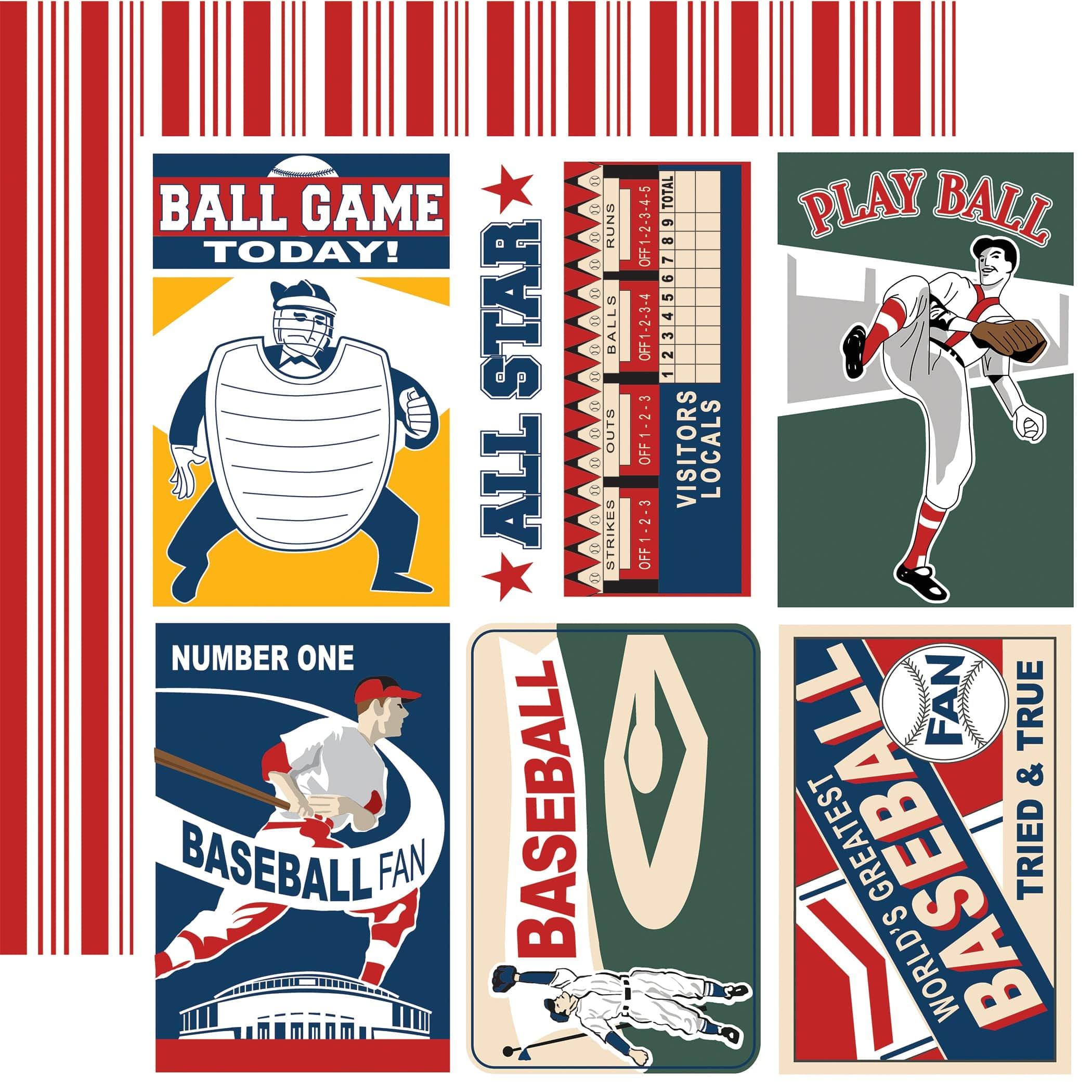 Home Run Collection 4x6 Journaling Cards 12 x 12 Double-Sided Scrapbook Paper by Carta Bella