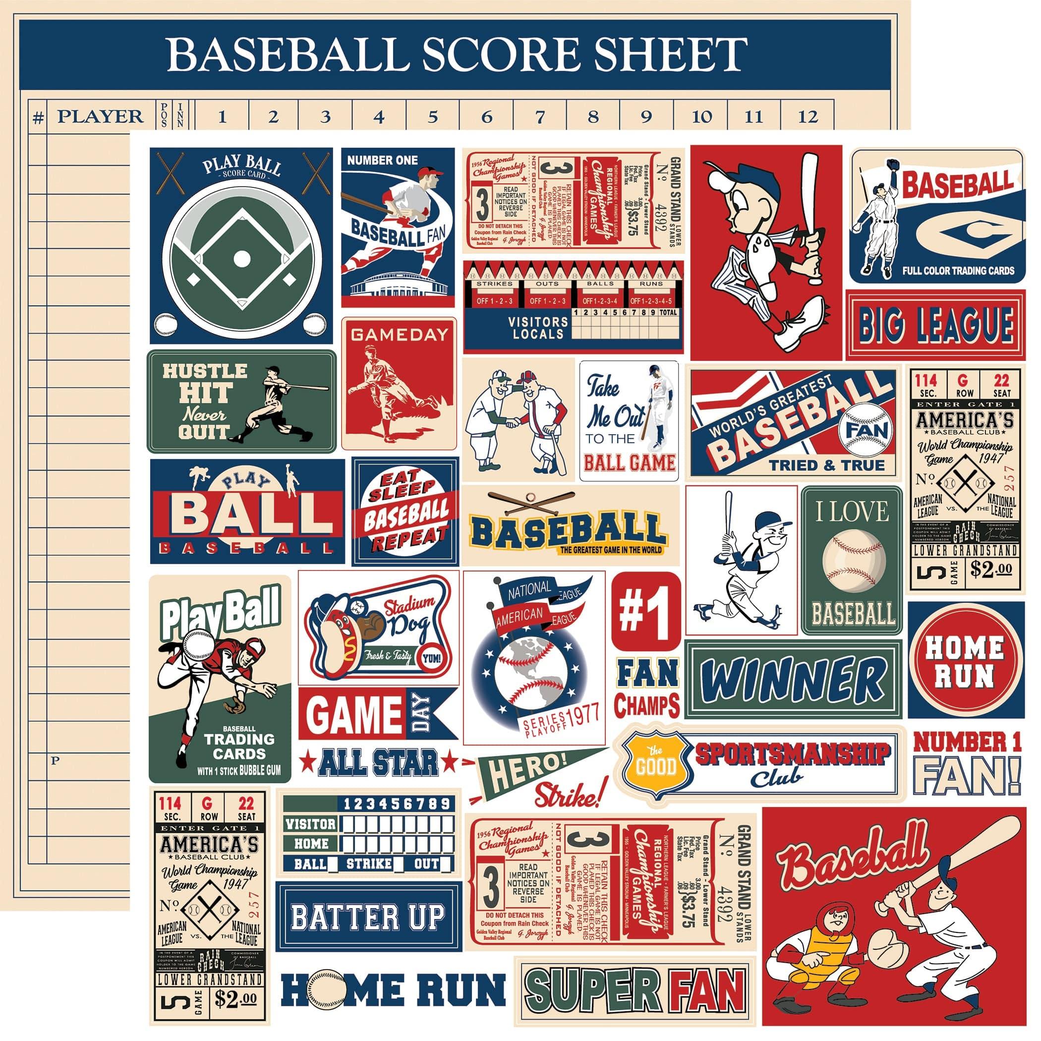 Home Run Collection Multi Journaling Cards 12 x 12 Double-Sided Scrapbook Paper by Carta Bella