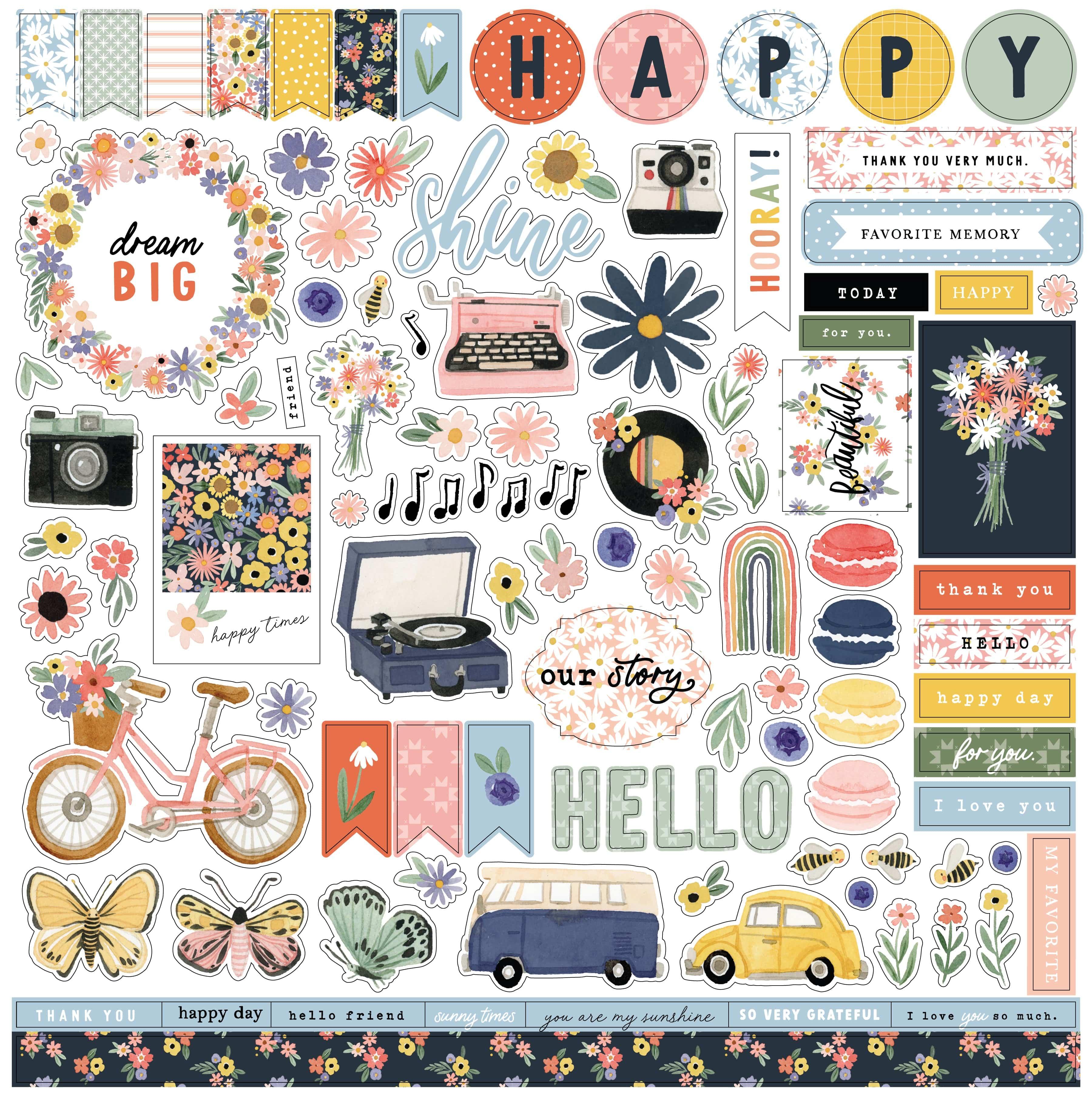 Here There and Everywhere Collection 12 x 12 Double-Sided Scrapbook Paper Kit & Sticker Sheet by Carta Bella - 13 Pieces - Scrapbook Supply Companies