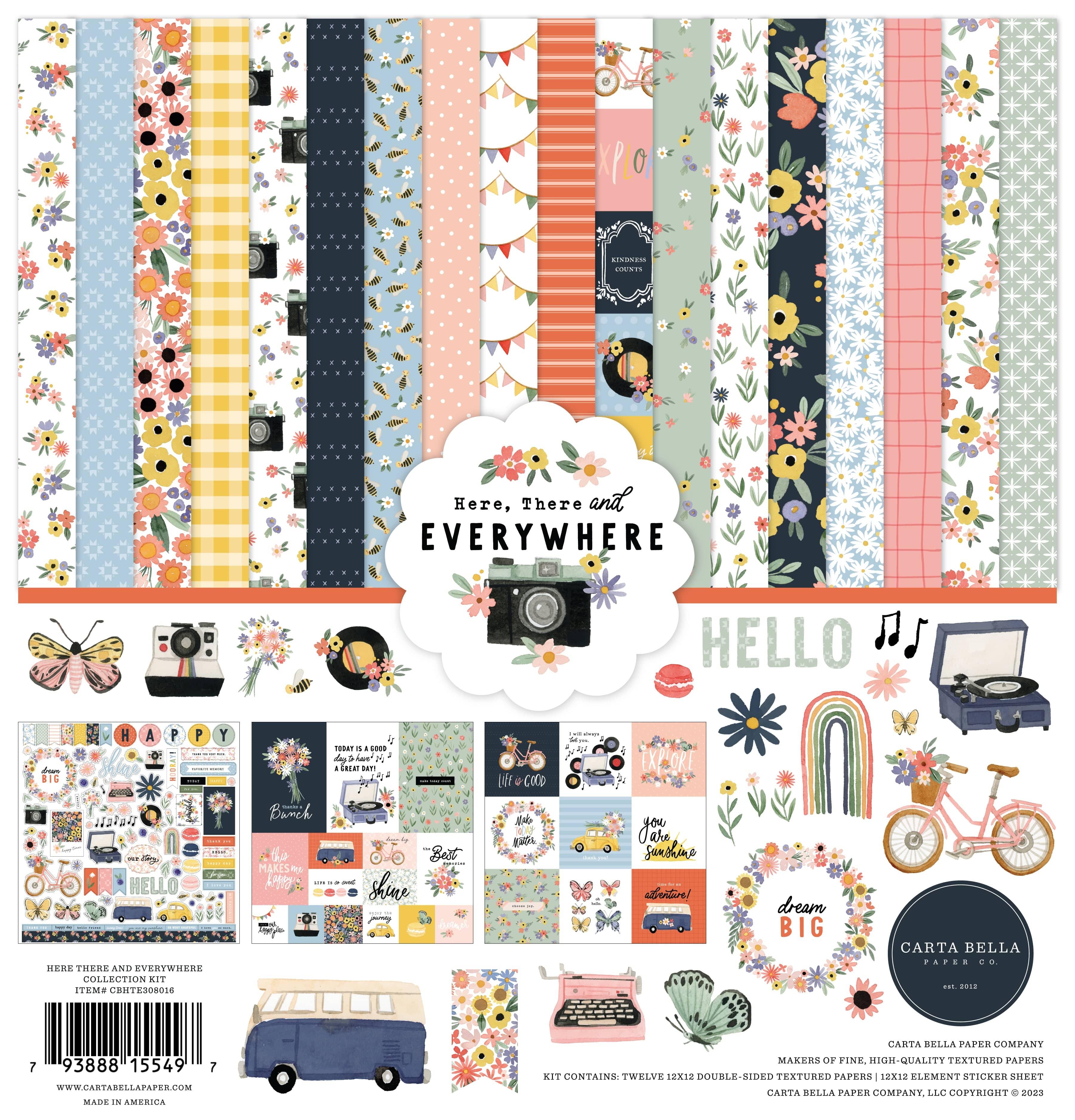 Here There and Everywhere Collection 12 x 12 Double-Sided Scrapbook Paper Kit & Sticker Sheet by Carta Bella