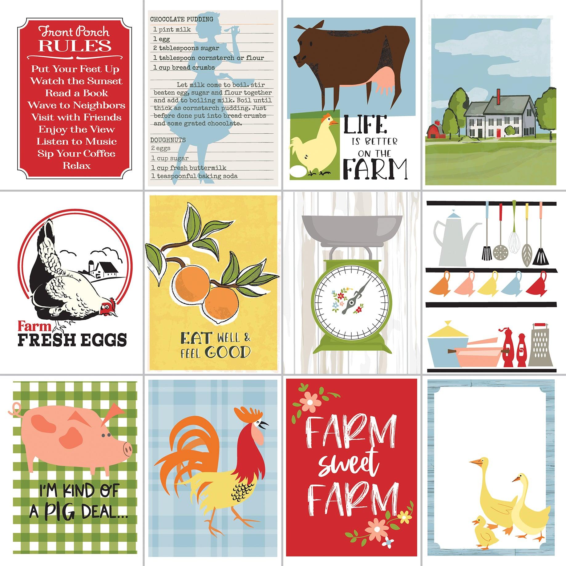Farmhouse Living Collection 3 x 4 Journaling Cards 12 x 12 Double-Sided Scrapbook Paper by Carta Bella - Scrapbook Supply Companies