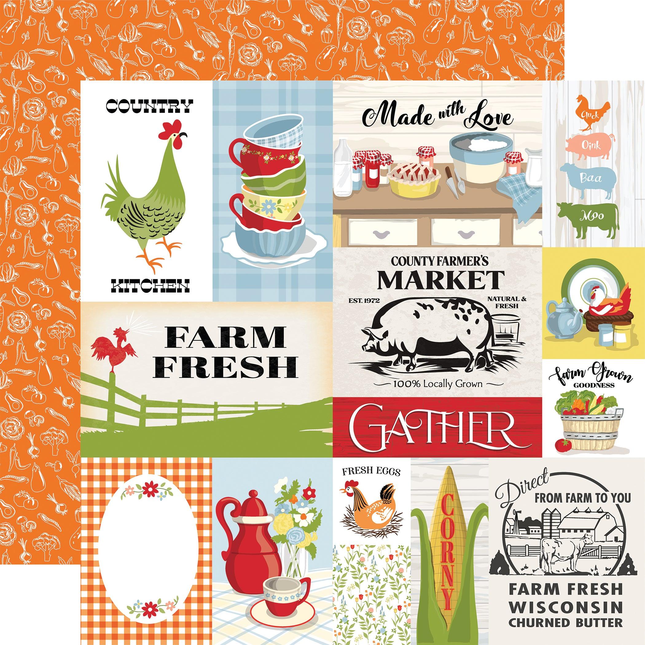 Farmhouse Living Collection Multi Journaling Cards 12 x 12 Double-Sided Scrapbook Paper by Carta Bella