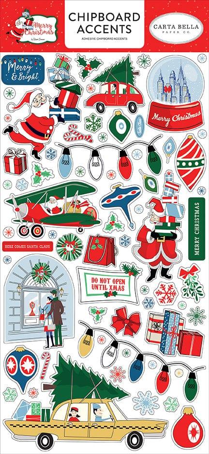 Merry Christmas Collection 6 x 12 Chipboard Accents Scrapbook Embellishments by Carta Bella - Scrapbook Supply Companies