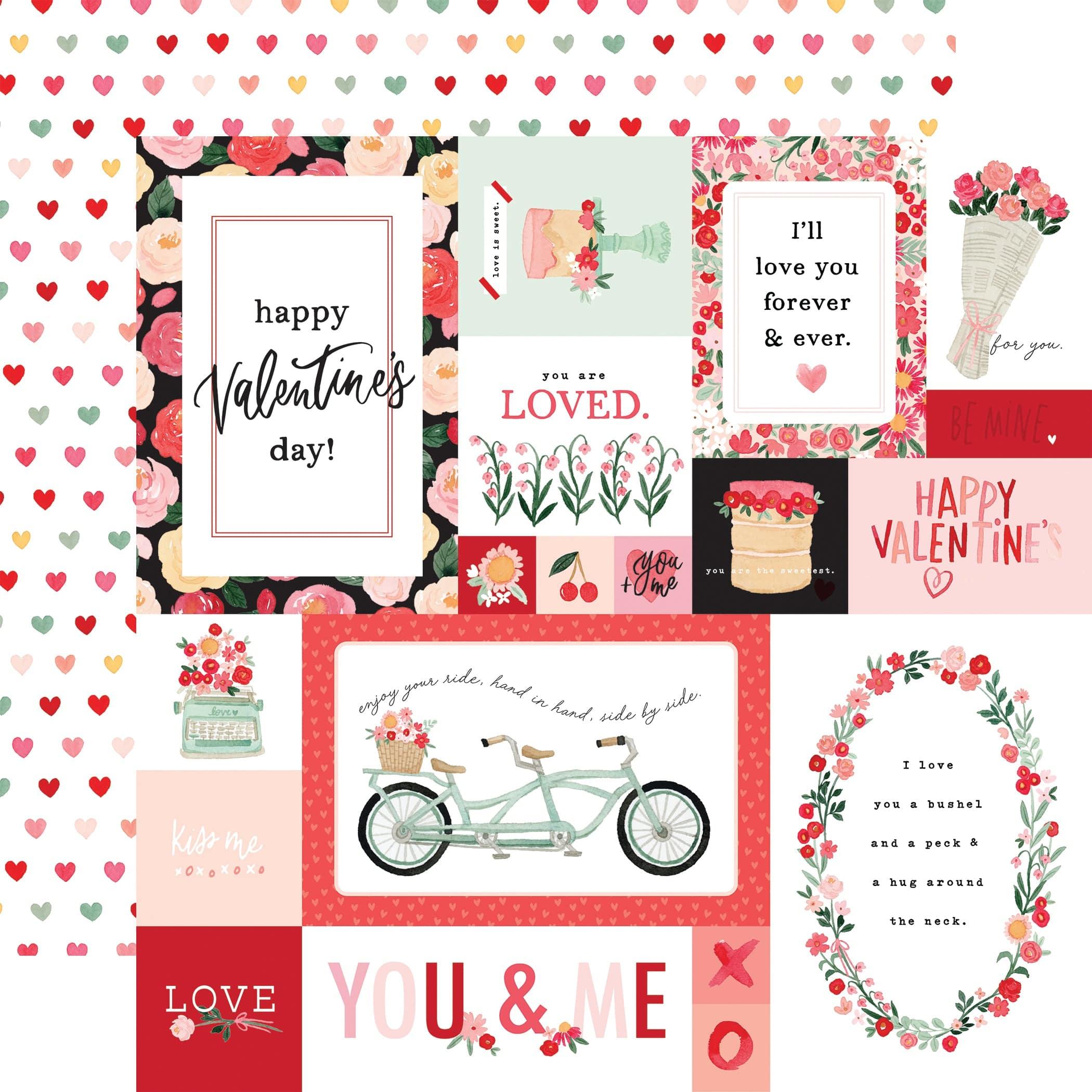 My Valentine Collection Multi Journaling Cards 12 x 12 Double-Sided Scrapbook Paper by Carta Bella