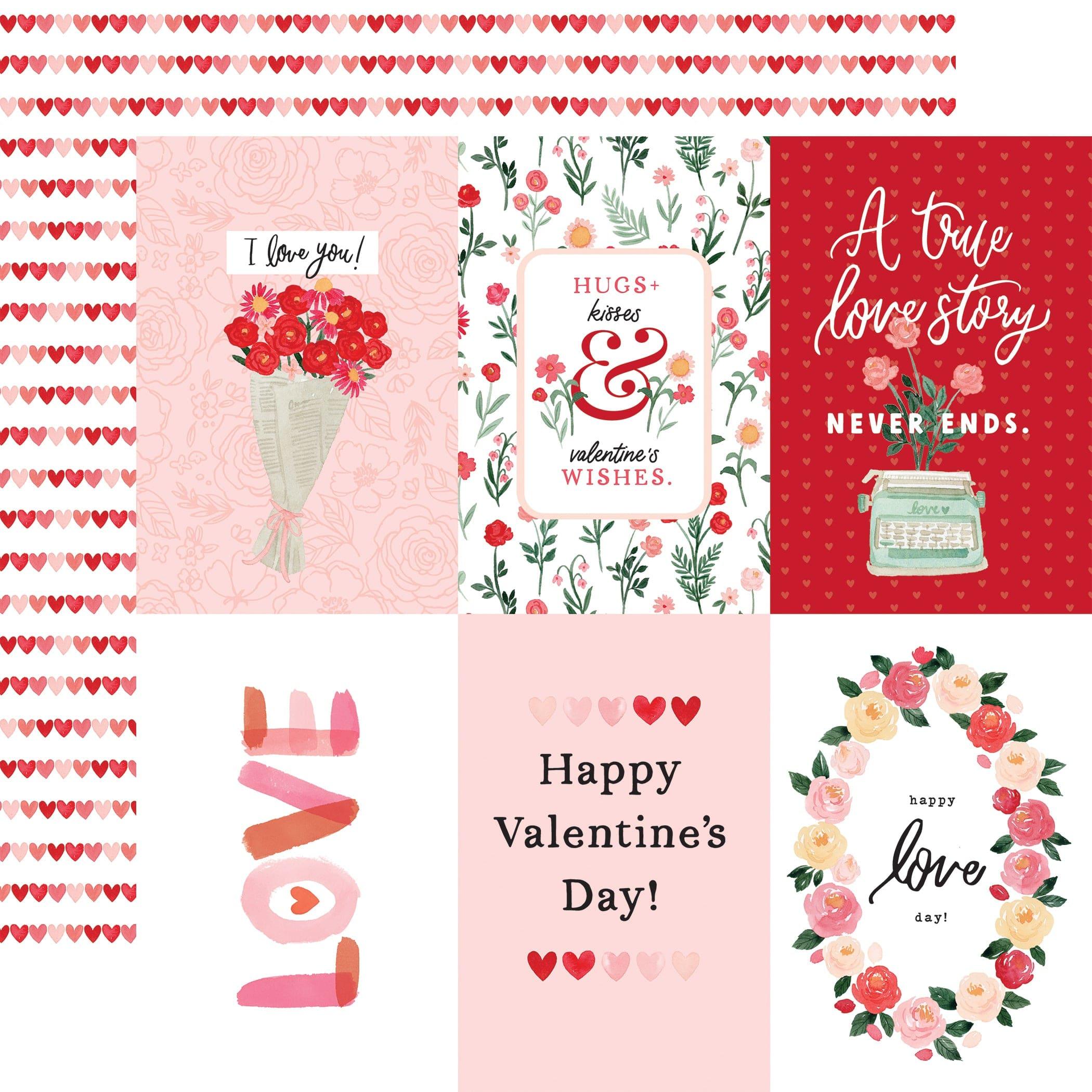 My Valentine Collection 4x6 Journaling Cards 12 x 12 Double-Sided Scrapbook Paper by Carta Bella - Scrapbook Supply Companies