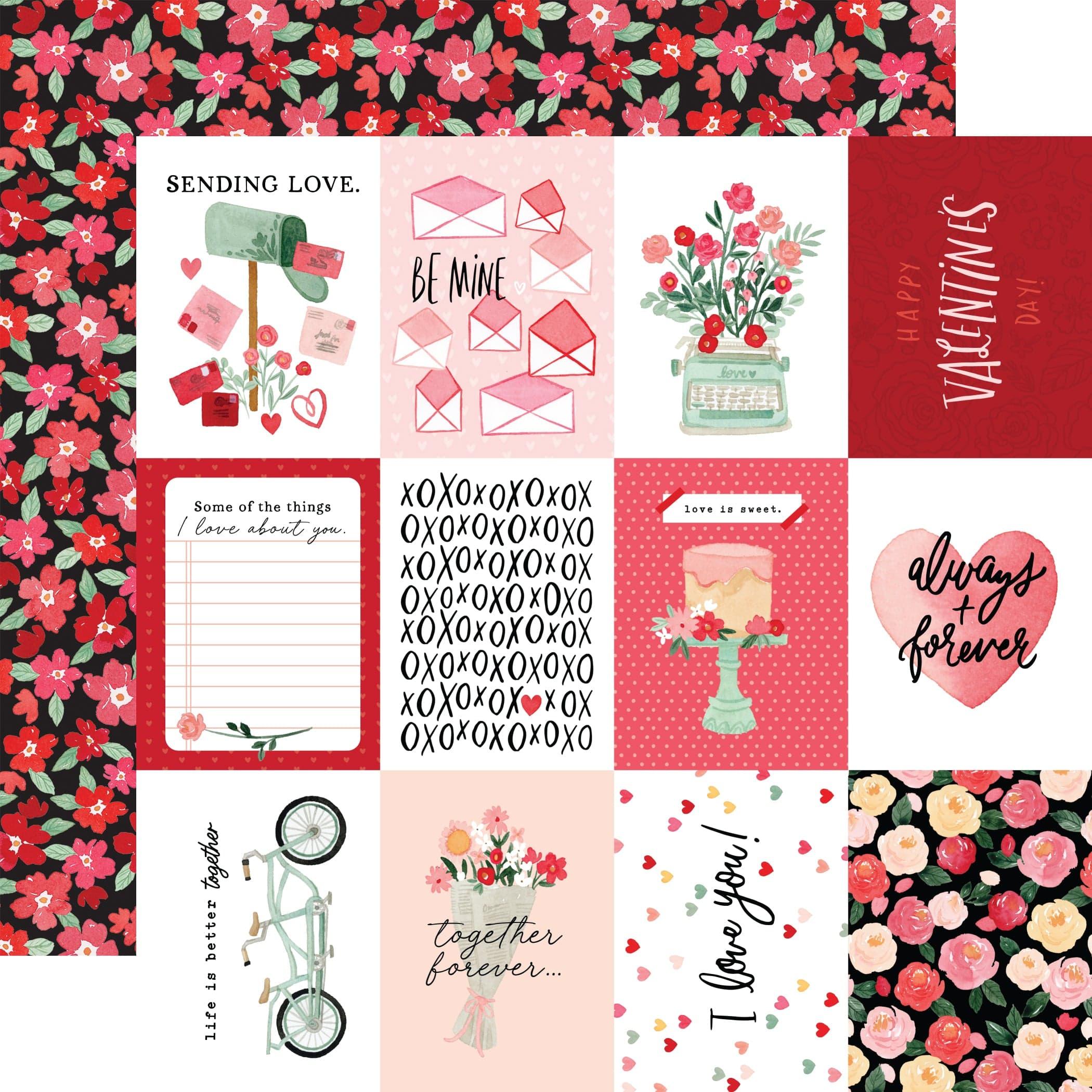 My Valentine Collection 3x4 Journaling Cards 12 x 12 Double-Sided Scrapbook Paper by Carta Bella