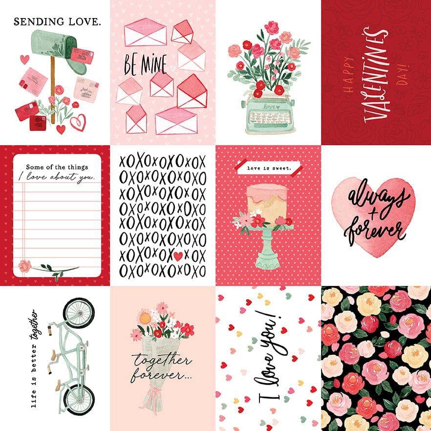 My Valentine Collection 3 x 4 Journaling Cards 12 x 12 Double-Sided Scrapbook Paper by Carta Bella - Scrapbook Supply Companies