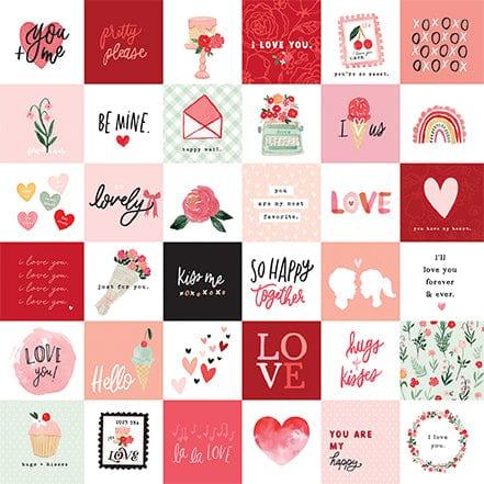 My Valentine Collection 2x2 Journaling Cards 12 x 12 Double-Sided Scrapbook Paper by Carta Bella - Scrapbook Supply Companies