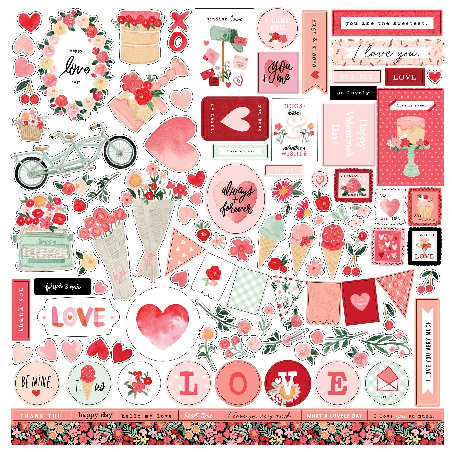 My Valentine Collection 12 x 12 Scrapbook Sticker Sheet by Carta Bella - Scrapbook Supply Companies