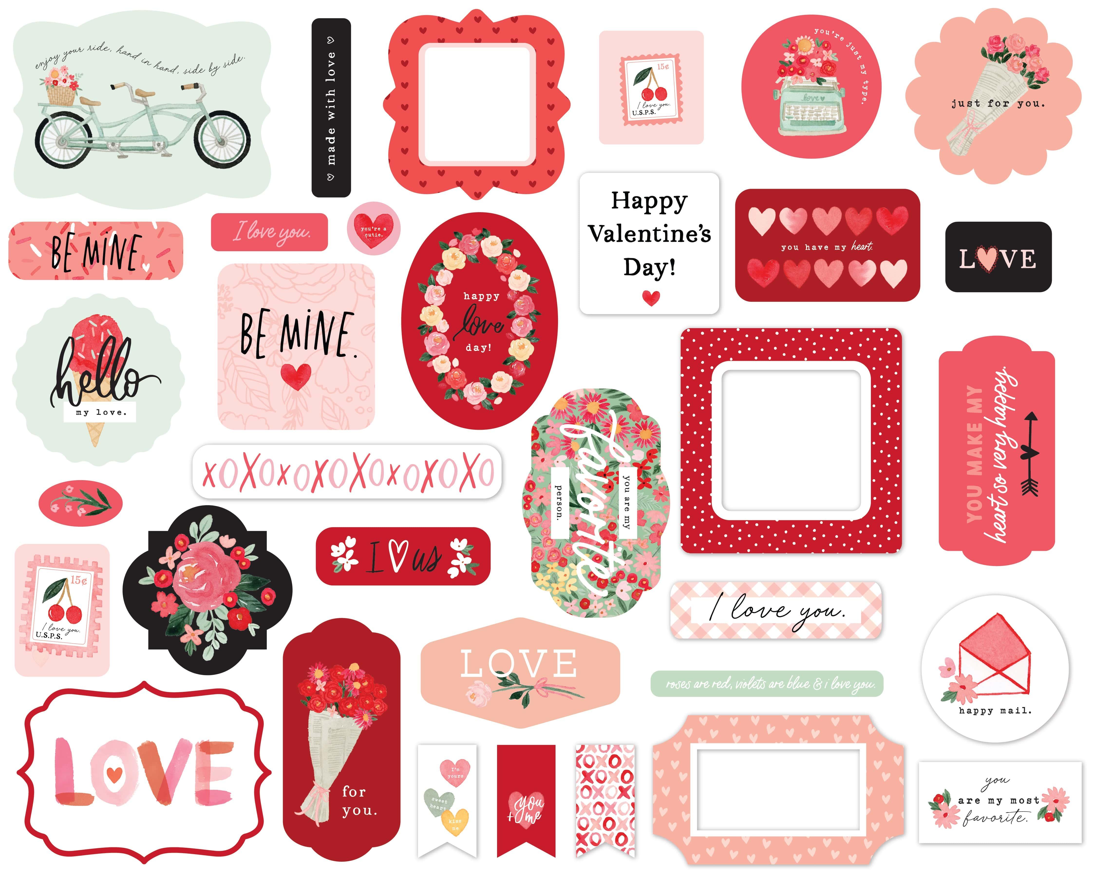 My Valentine Collection 5 x 5 Scrapbook Ephemera Die Cuts by Carta Bella - Scrapbook Supply Companies