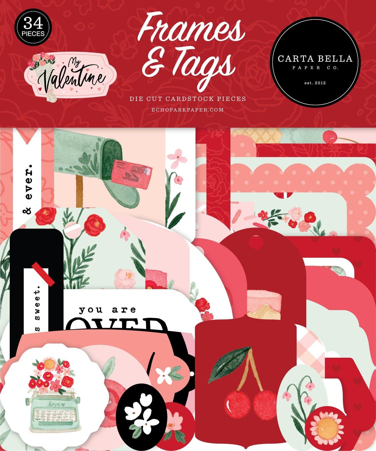 My Valentine Collection 5 x 5 Scrapbook Frames & Tags Die Cuts by Carta Bella - Scrapbook Supply Companies