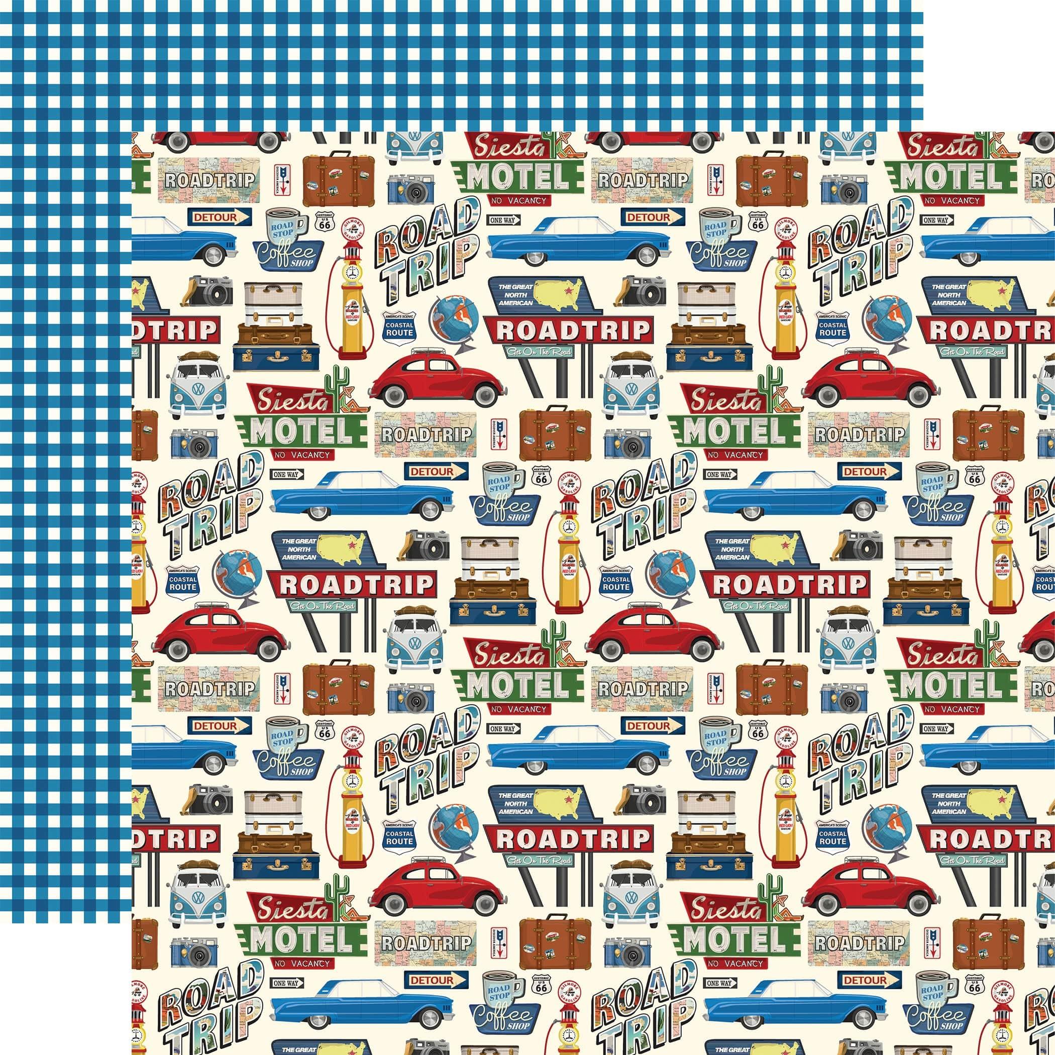 Road Trip Collection Road Trip 12 x 12 Double-Sided Scrapbook Paper by Carta Bella - Scrapbook Supply Companies