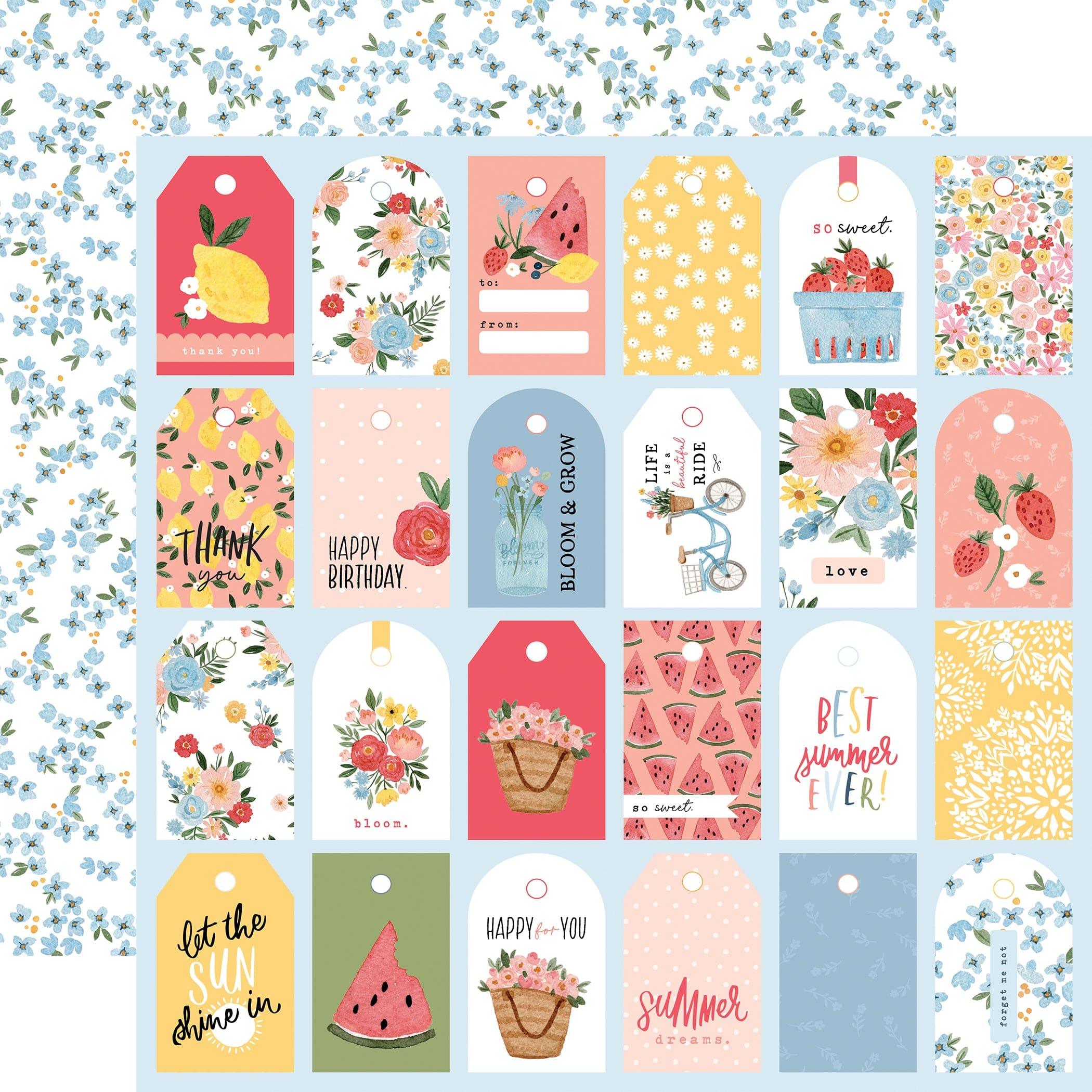Summer Collection So Sweet Tags 12 x 12 Double-Sided Scrapbook Paper by Carta Bella - Scrapbook Supply Companies